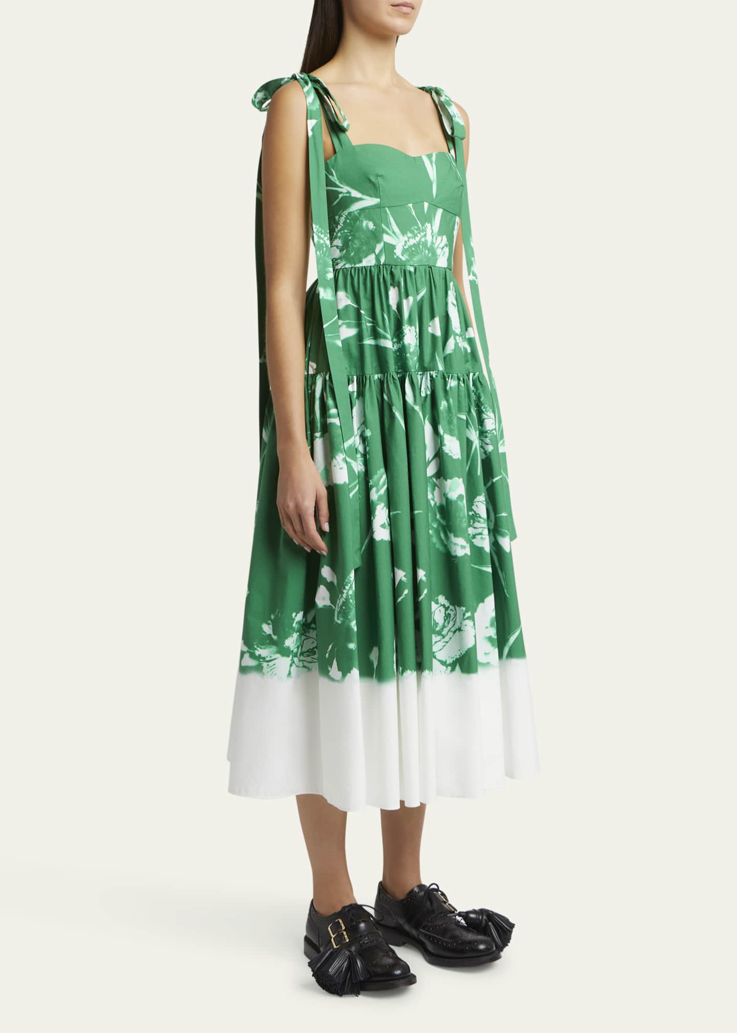 Strappy Floral Fit-Flare Midi Dress - Thumbnail 4