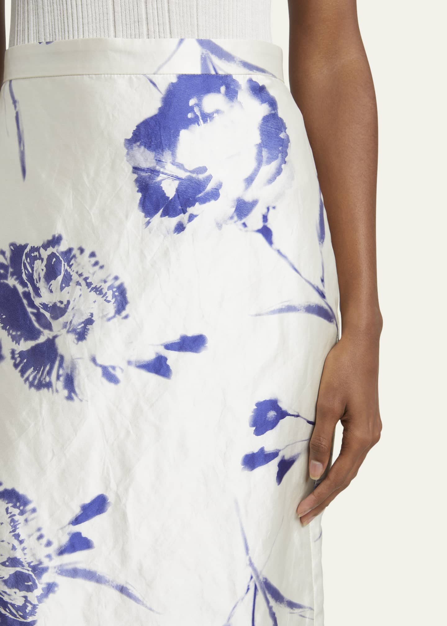 Floral Pencil Midi Skirt - Thumbnail 5