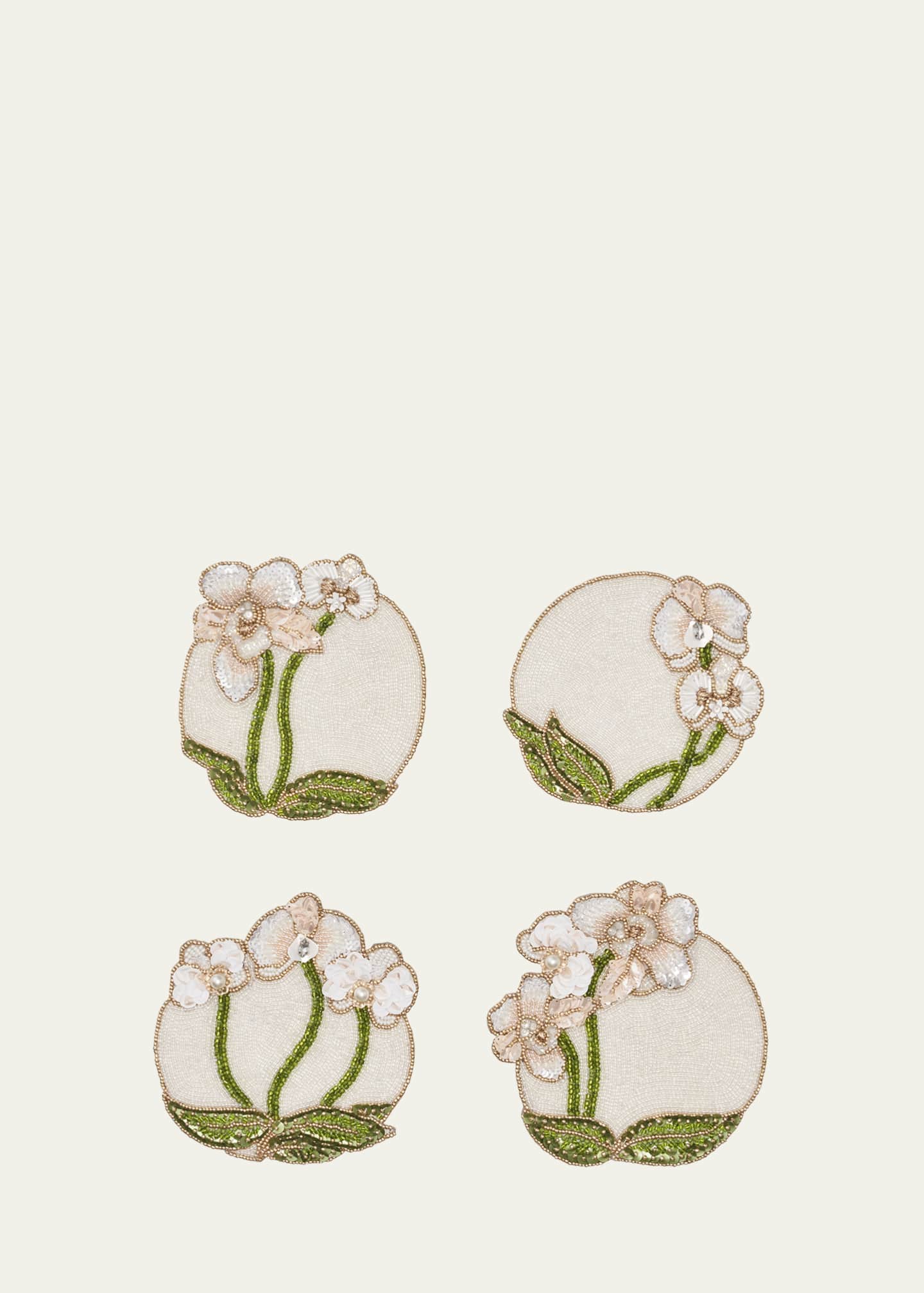 Kim Seybert Orchid Beaded Coasters, Set of 4 Image 1 of 2
