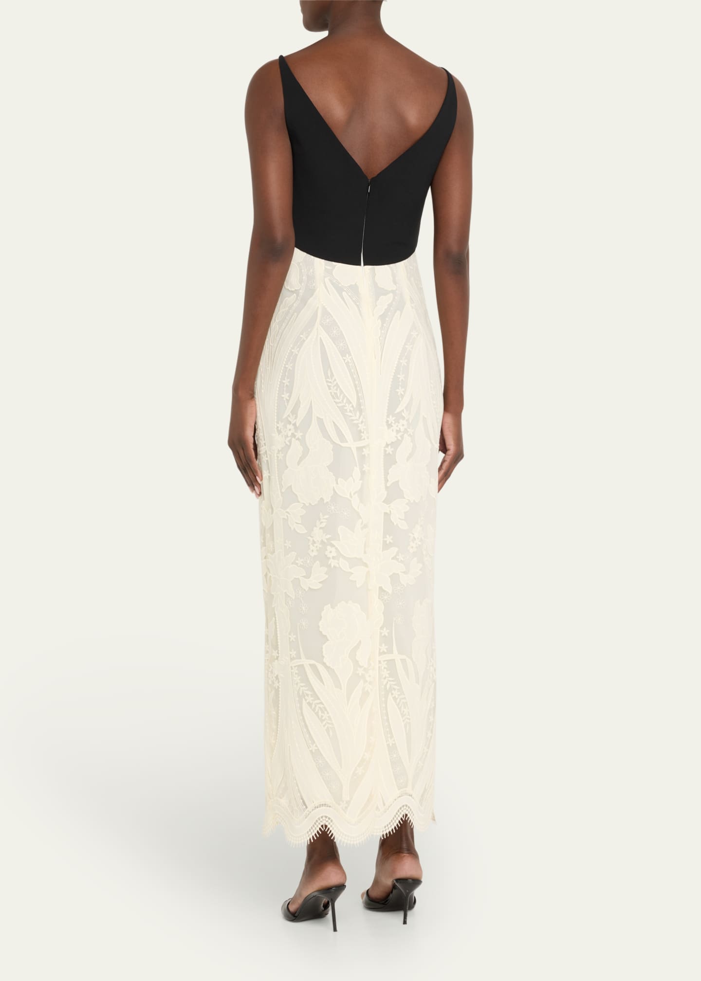 V-Neck Lace Empire-Waist Maxi Dress