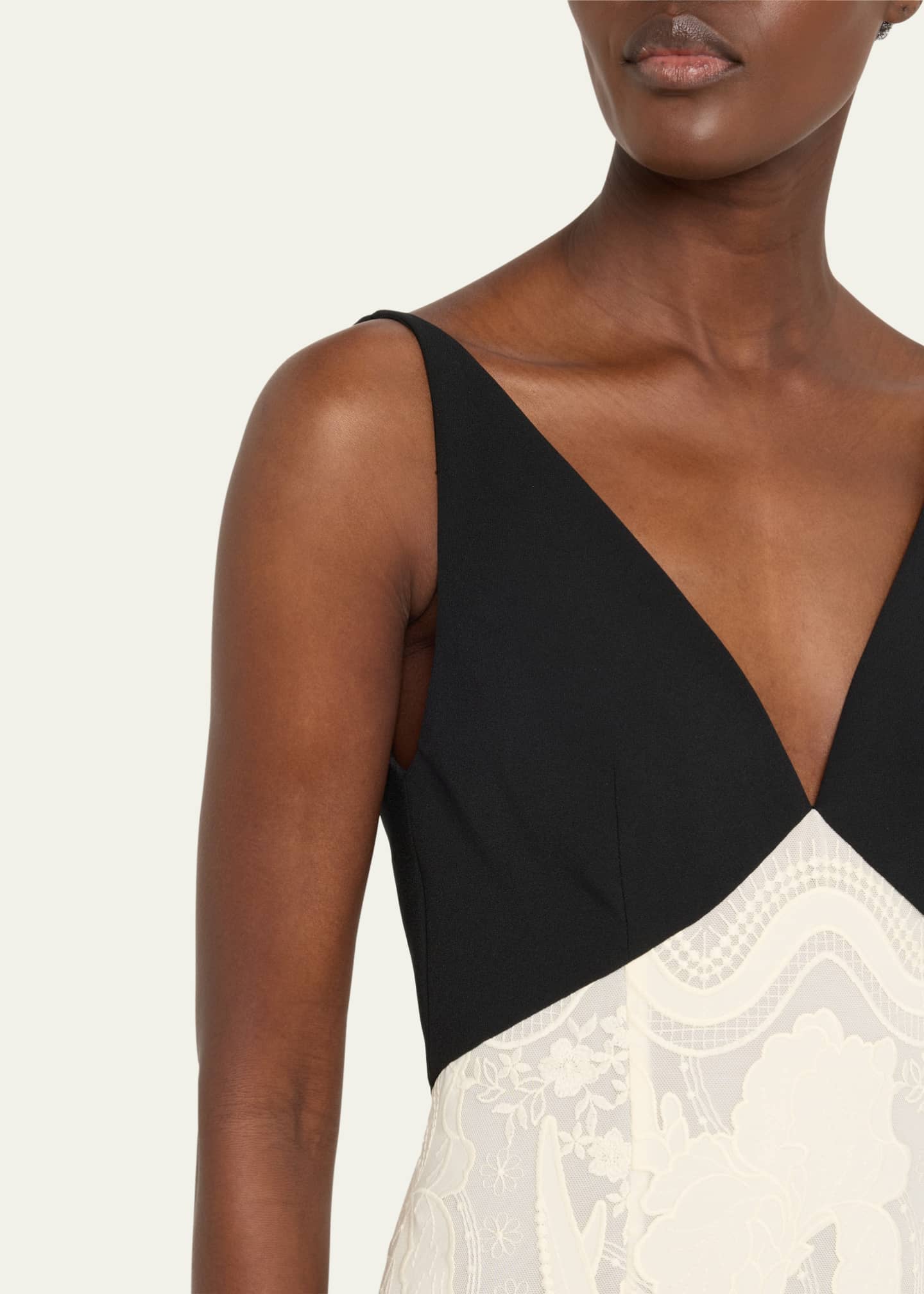 V-Neck Lace Empire-Waist Maxi Dress