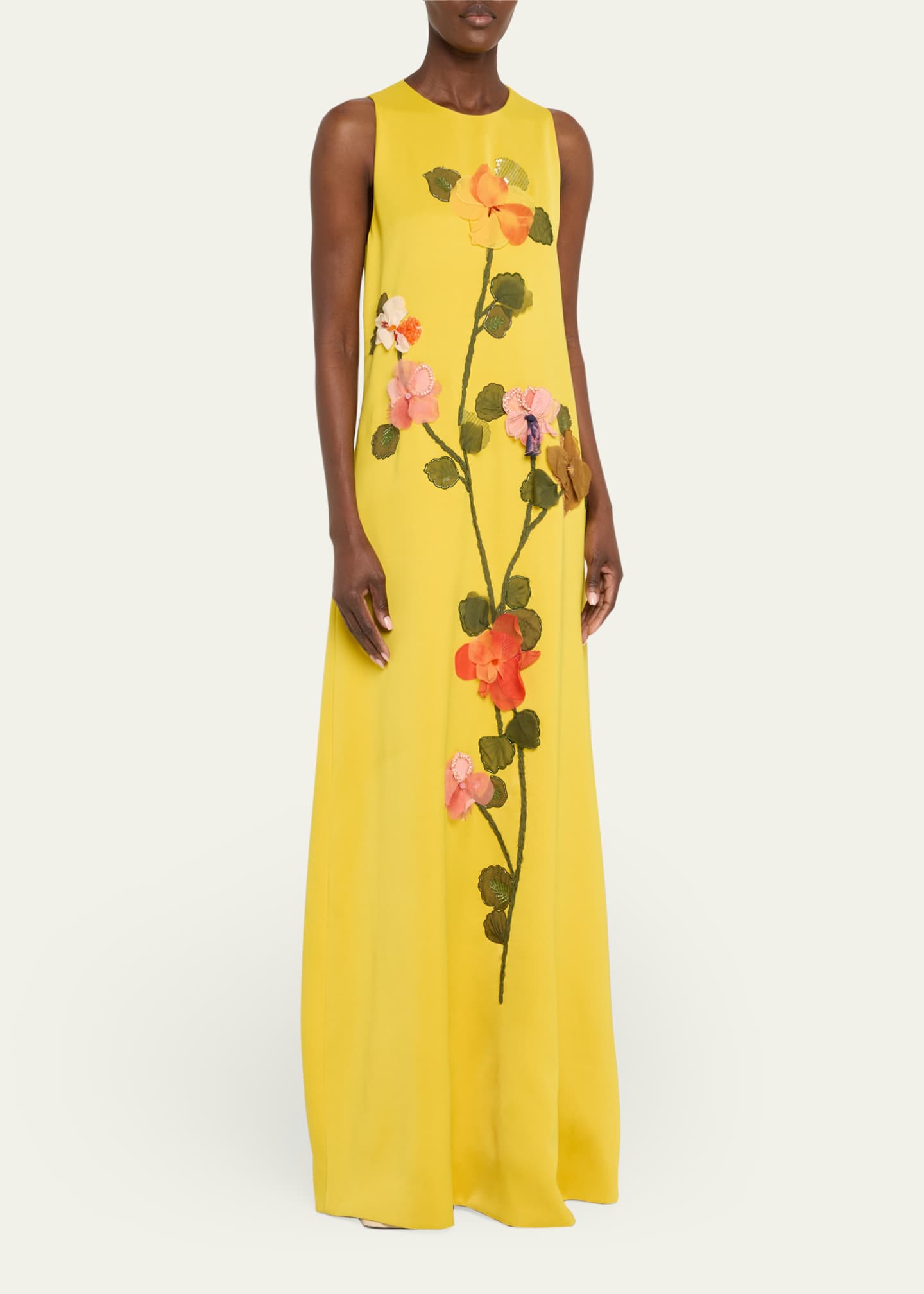 Lela Rose Sleeveless Flower Embroidered Gown Image 4 of 5