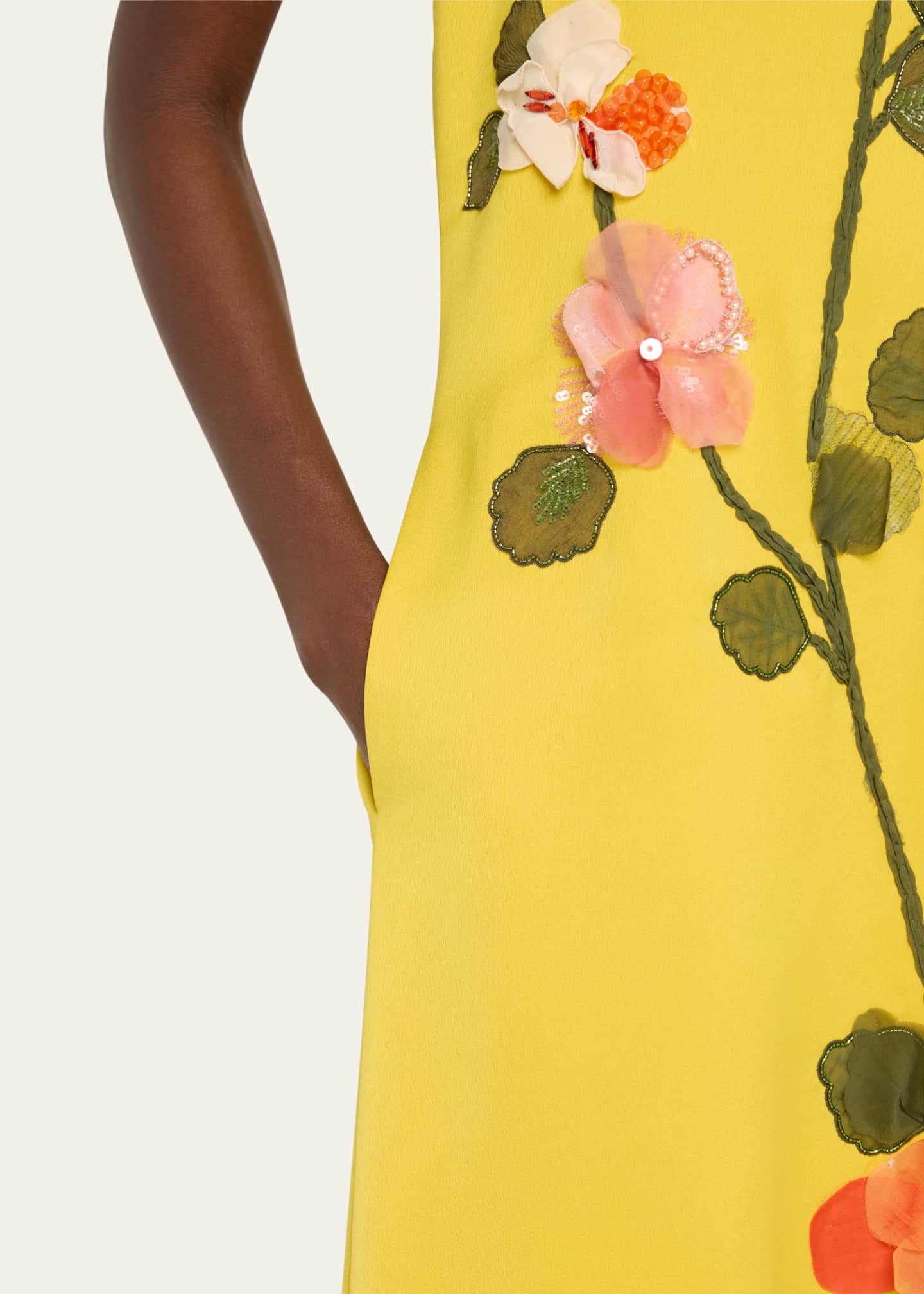 Lela Rose Sleeveless Flower Embroidered Gown Image 5 of 5