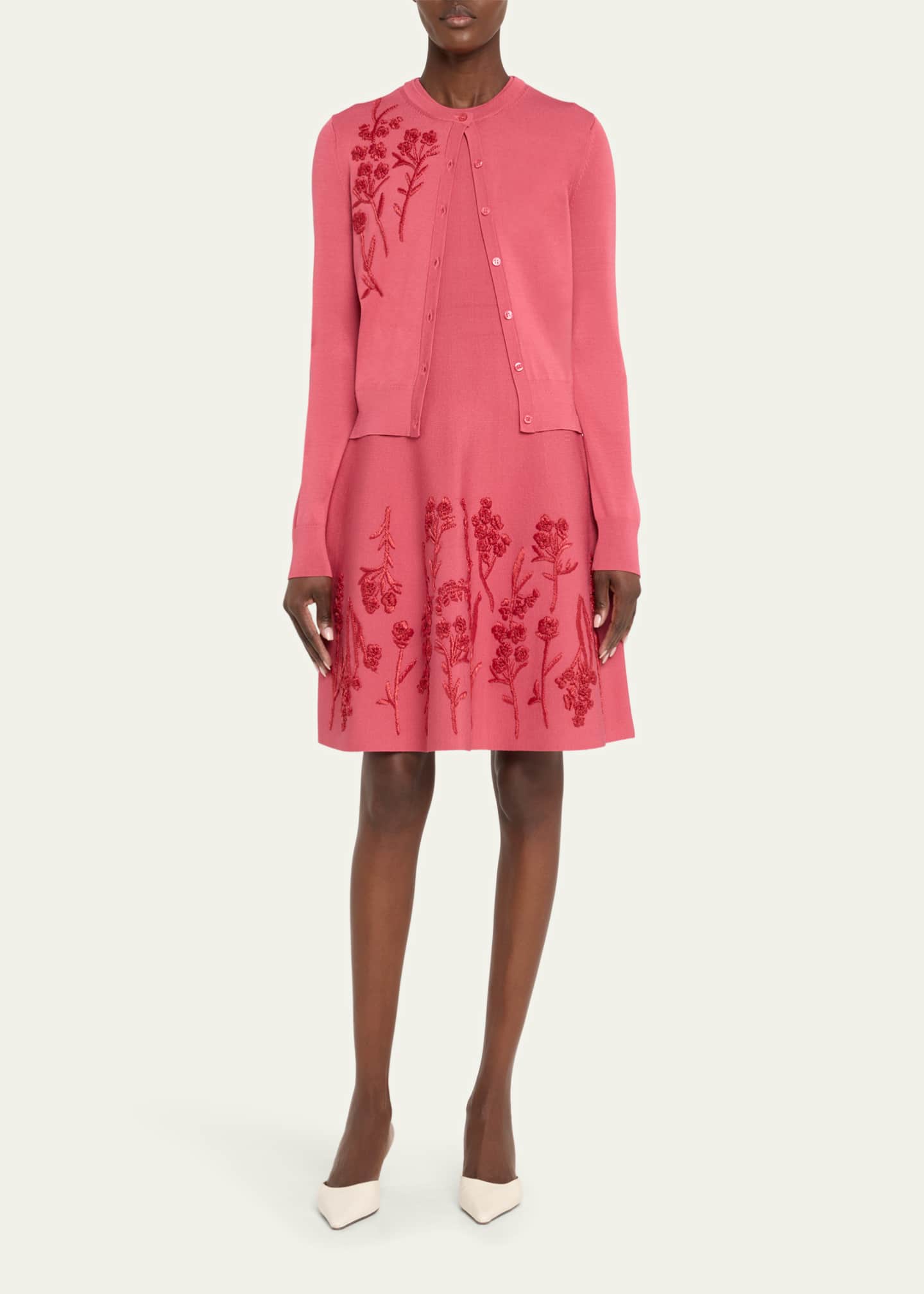 Lela Rose Floral Embroidered Cardigan Image 2 of 5