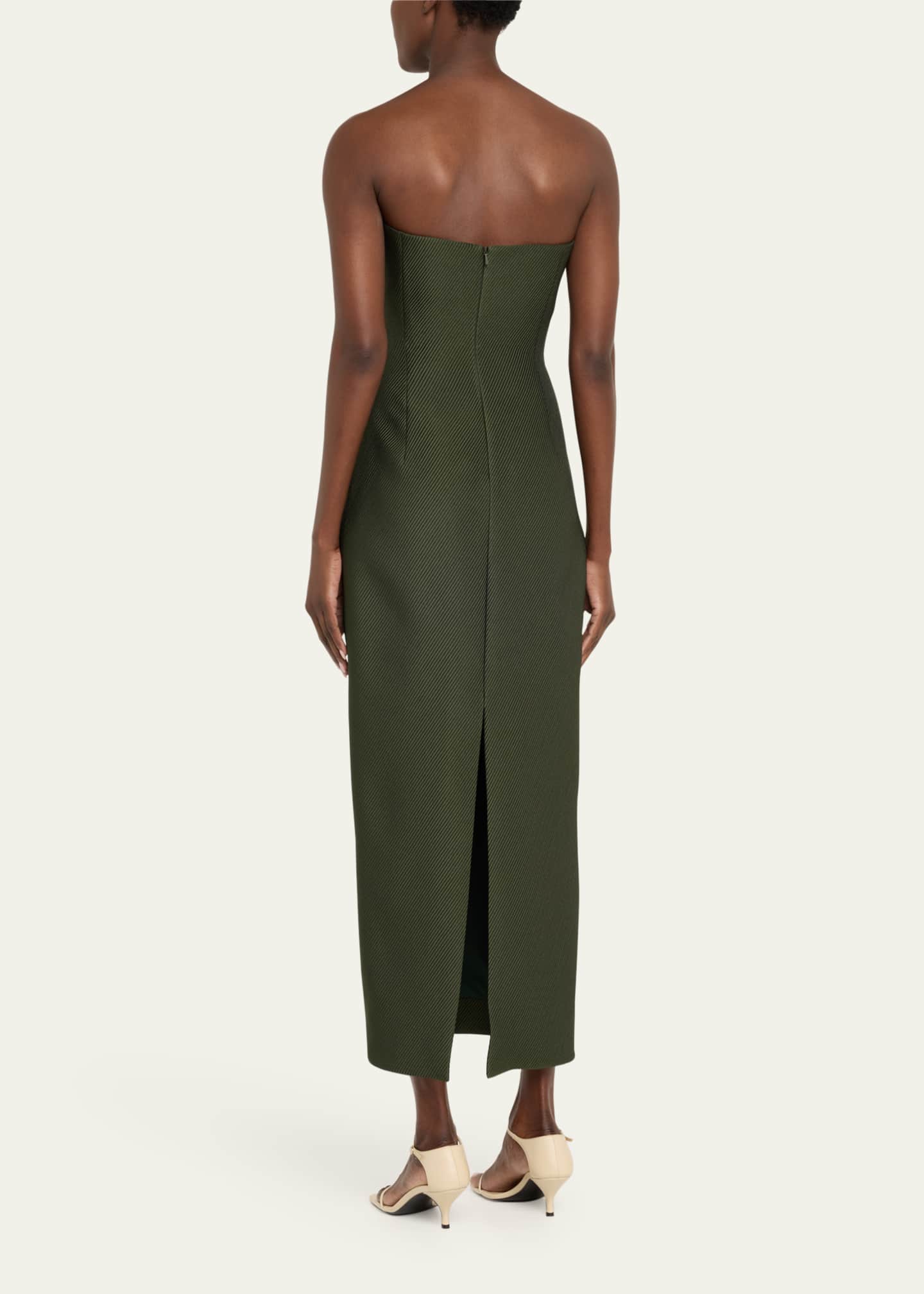 Lela Rose Draped Tulip Strapless Sheath Ankle Dress Image 3 of 5