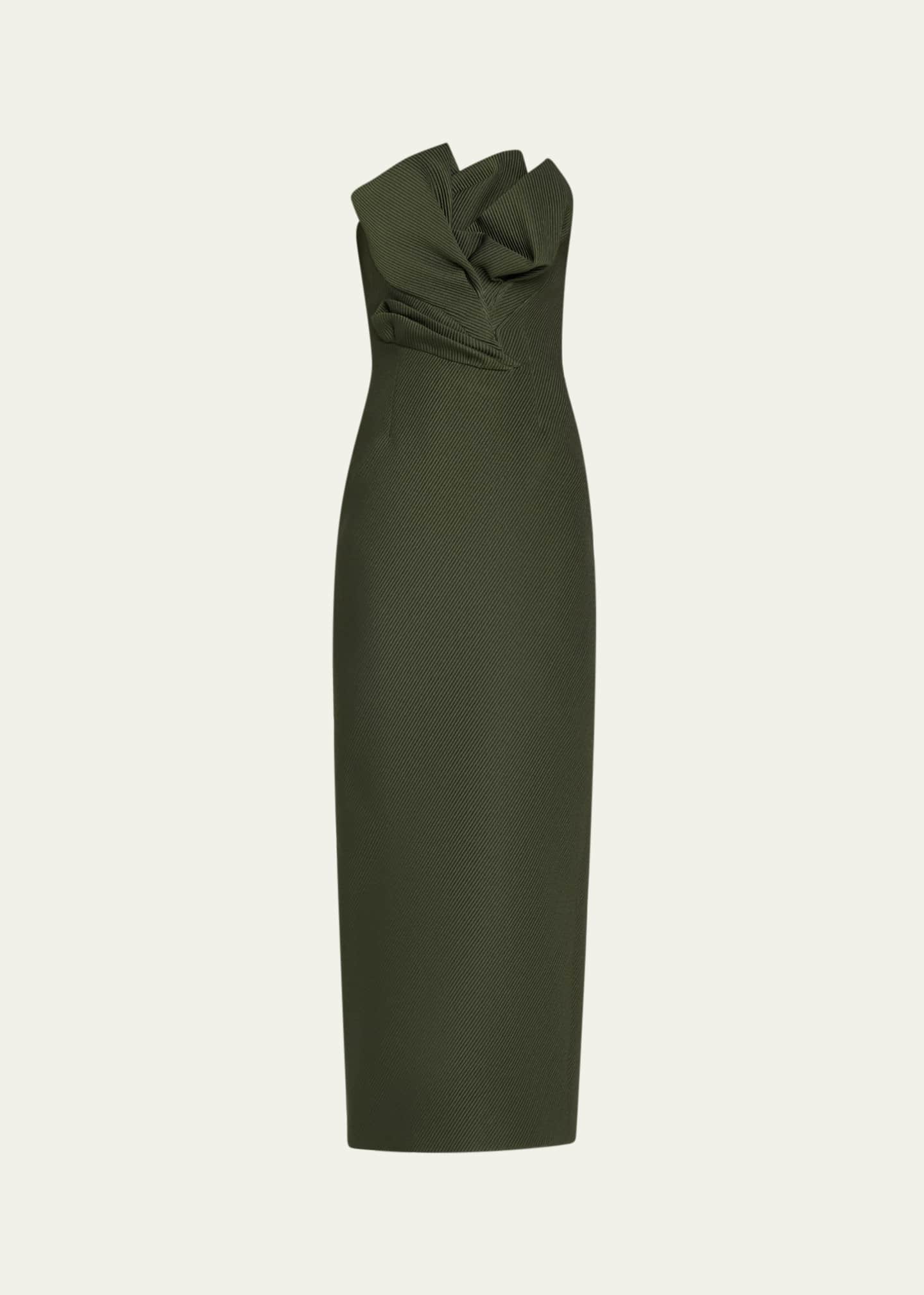 Lela Rose Draped Tulip Strapless Sheath Ankle Dress Image 1 of 5