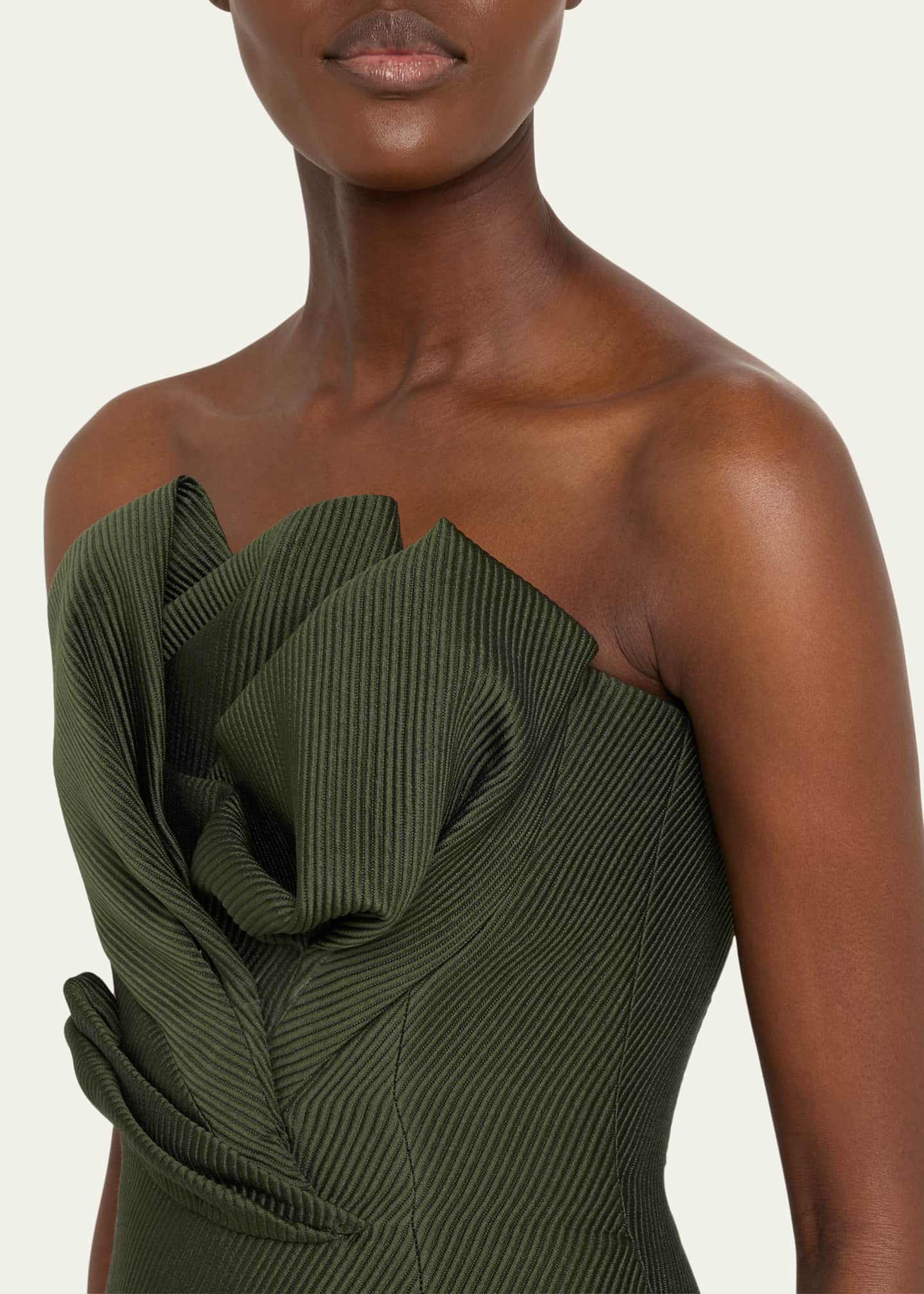 Lela Rose Draped Tulip Strapless Sheath Ankle Dress Image 5 of 5