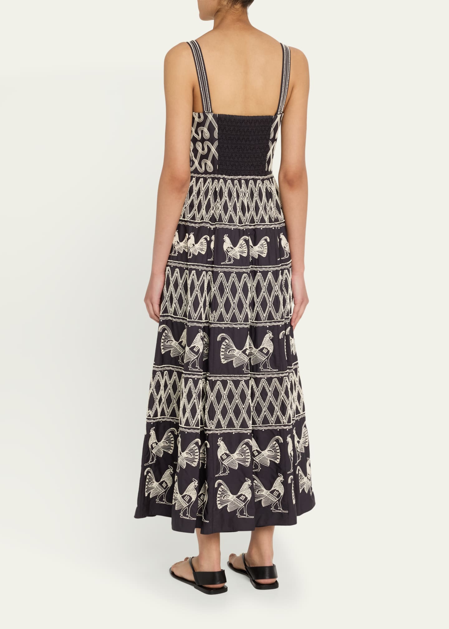 EMPORIO SIRENUSE Elida 2 Greek Rooster Calliope Embroidered Dress Image 3 of 5