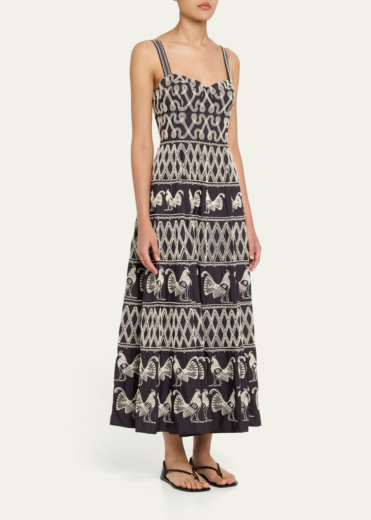 EMPORIO SIRENUSE Elida 2 Greek Rooster Calliope Embroidered Dress Image 4 of 5