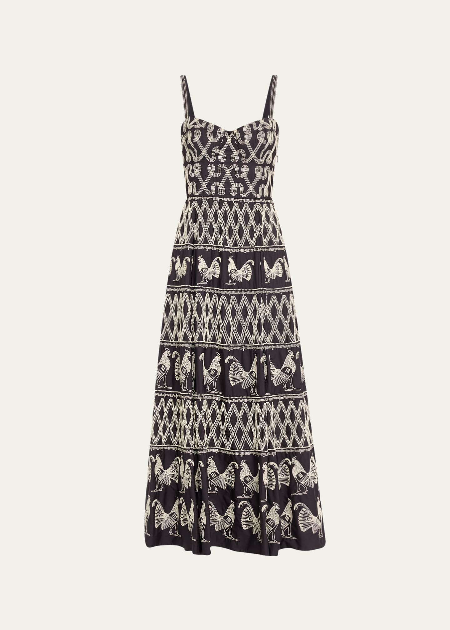 EMPORIO SIRENUSE Elida 2 Greek Rooster Calliope Embroidered Dress Image 1 of 5