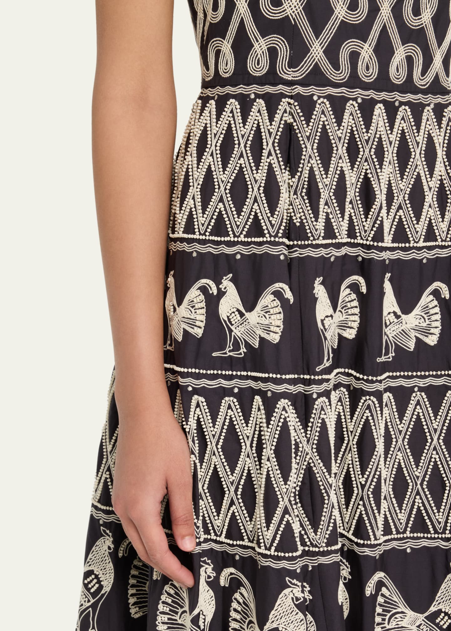EMPORIO SIRENUSE Elida 2 Greek Rooster Calliope Embroidered Dress Image 5 of 5