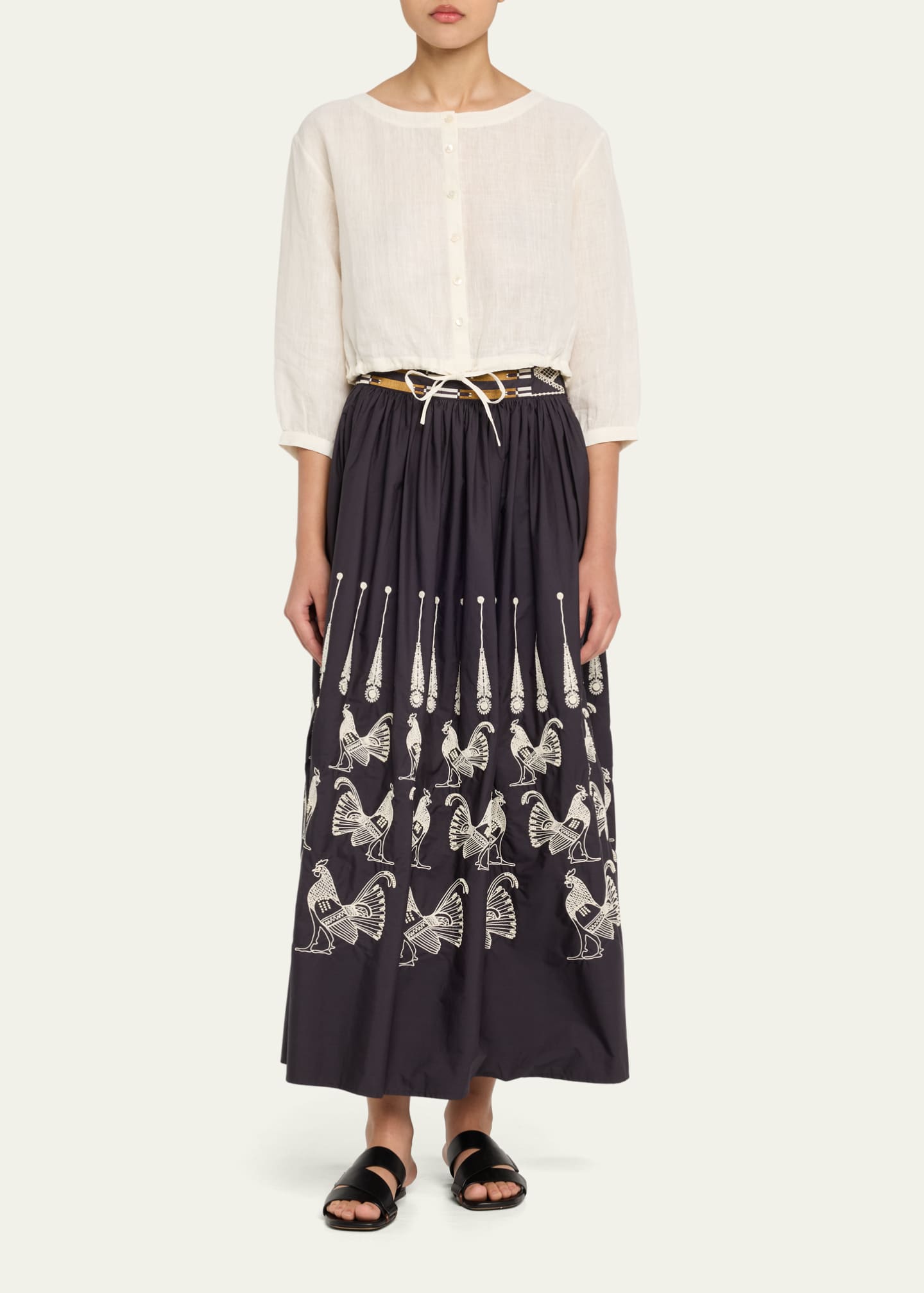 EMPORIO SIRENUSE Ombretta Embroidered A-Line Maxi Skirt Image 2 of 5