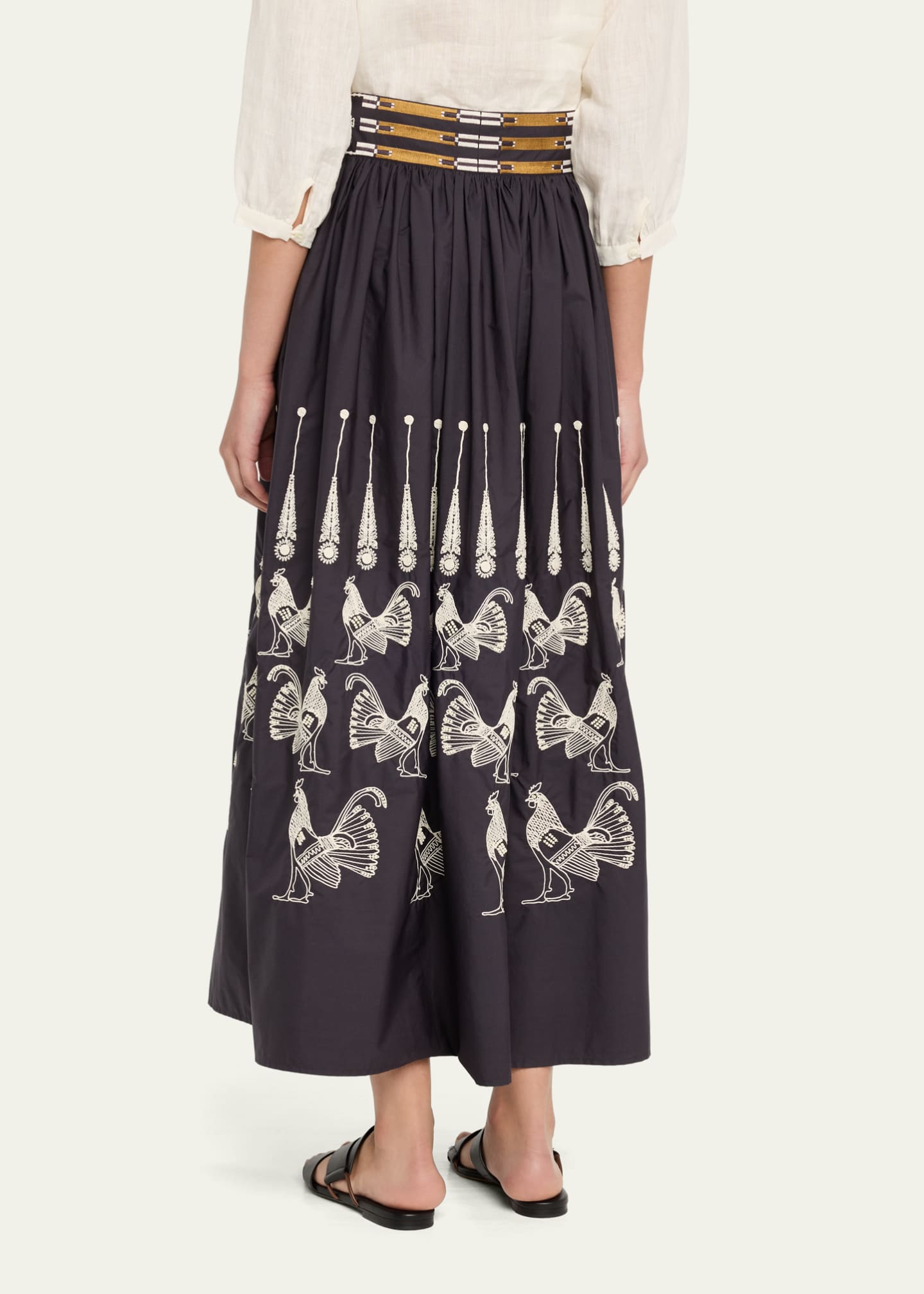 EMPORIO SIRENUSE Ombretta Embroidered A-Line Maxi Skirt Image 3 of 5
