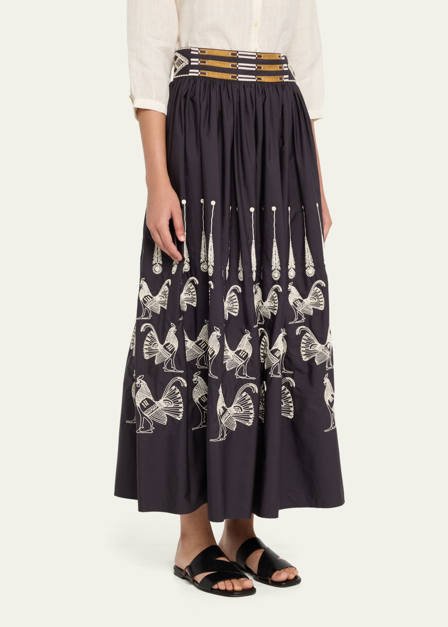 EMPORIO SIRENUSE Ombretta Embroidered A-Line Maxi Skirt Image 4 of 5