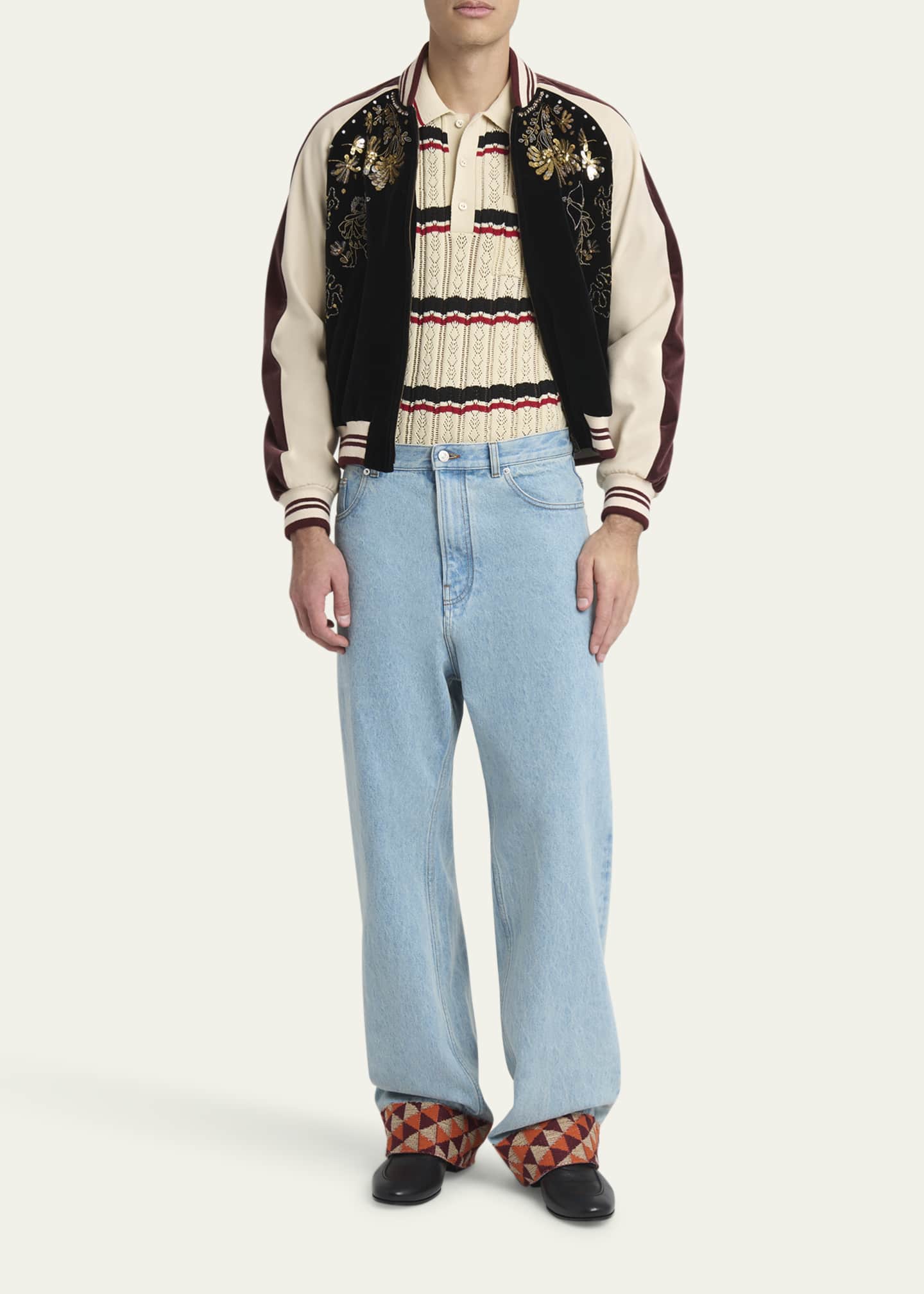 Valentino Garavani Men's Velvet Embroidered Full-Zip Blouson Image 2 of 4