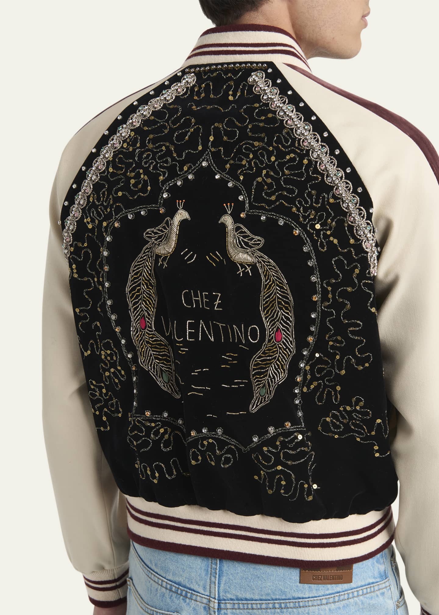 Valentino Garavani Men's Velvet Embroidered Full-Zip Blouson Image 4 of 4