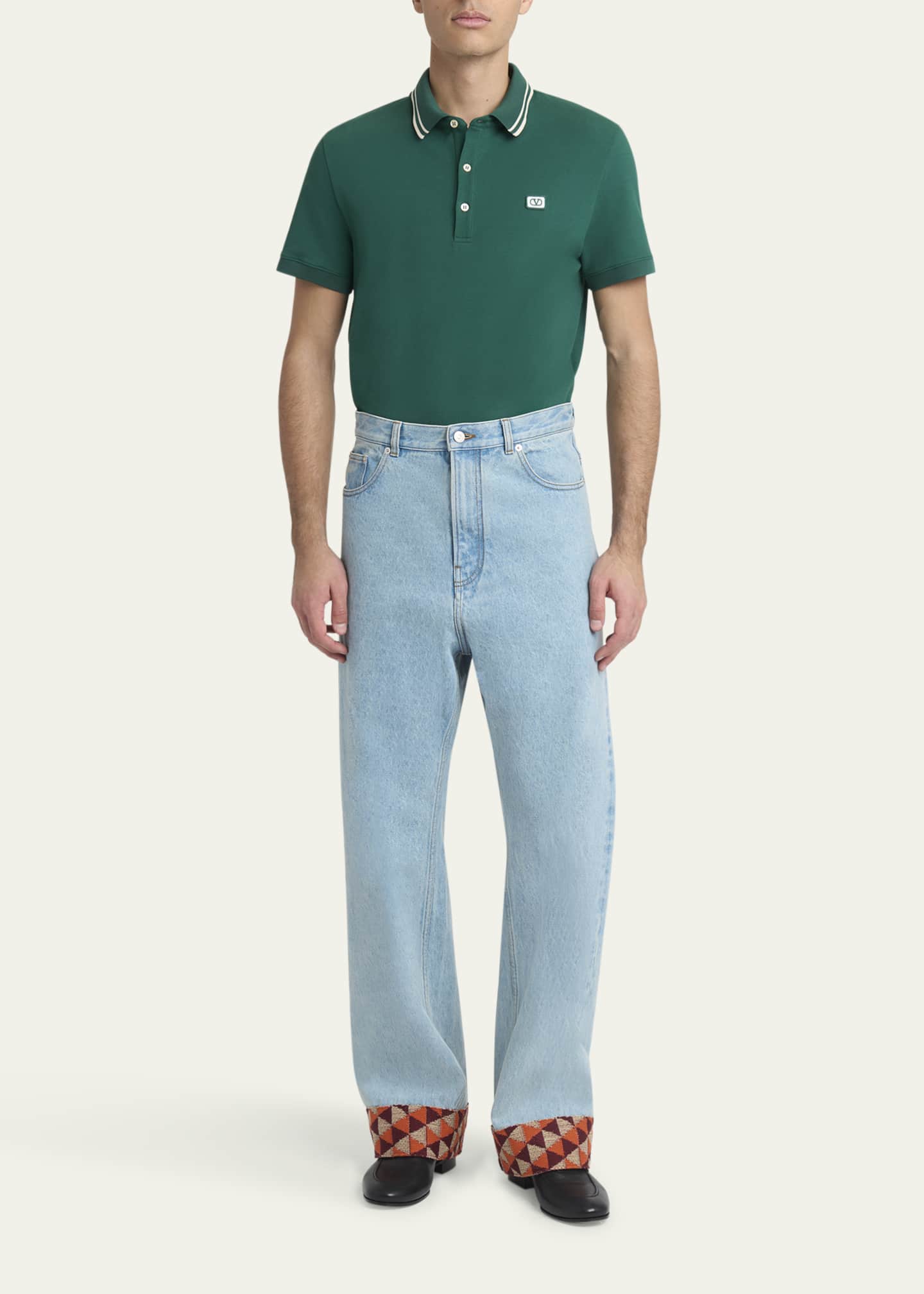 Tシャツ・カットソー VALENTINO Polo Valentino Garavani VLogo (V3MH01KB19 0NO) Valentino Garavani Men's VLogo-Patch Pique Polo Shirt