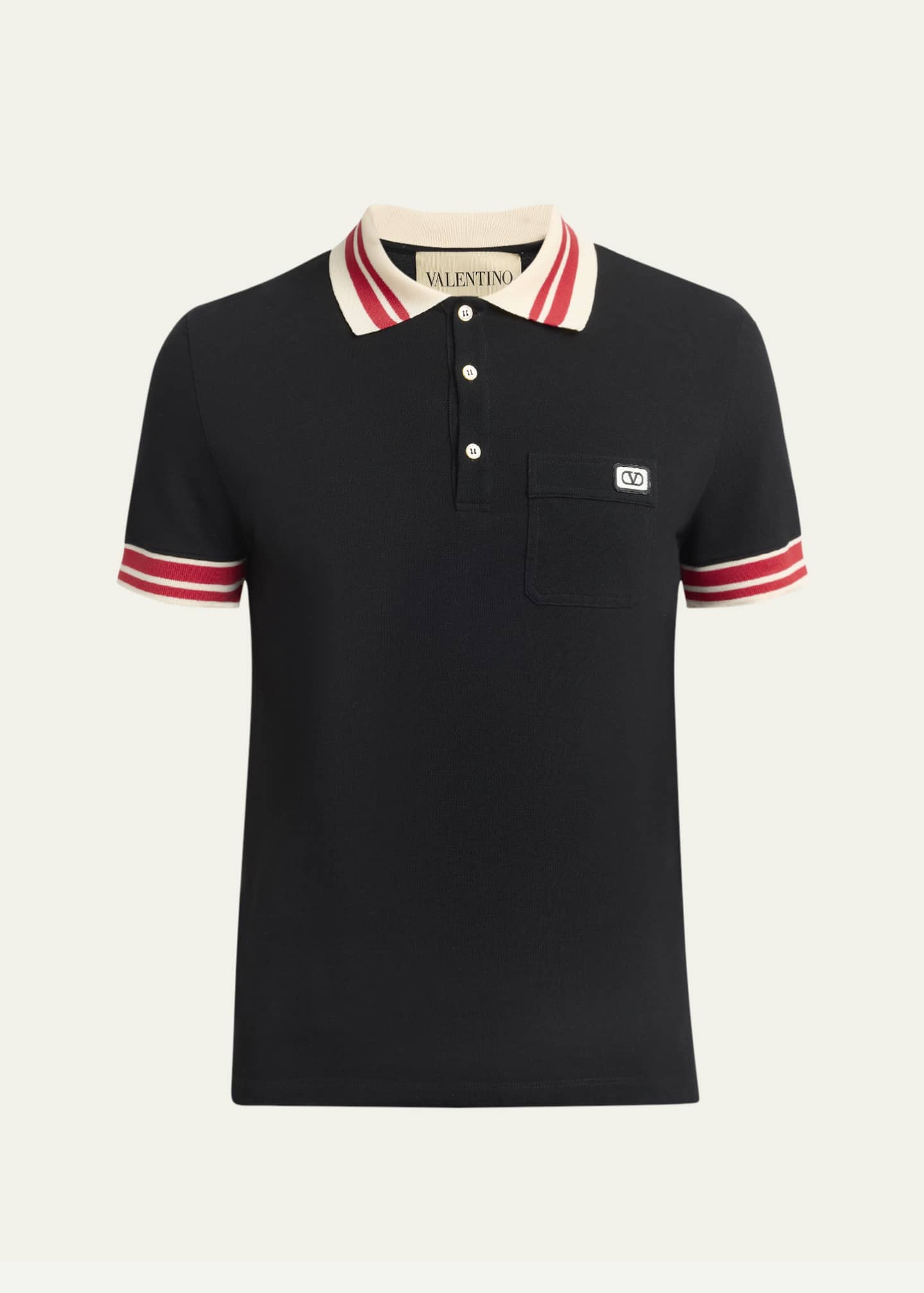 Valentino Garavani Men's Cotton VLogo-Pocket Polo Shirt Image 1 of 5