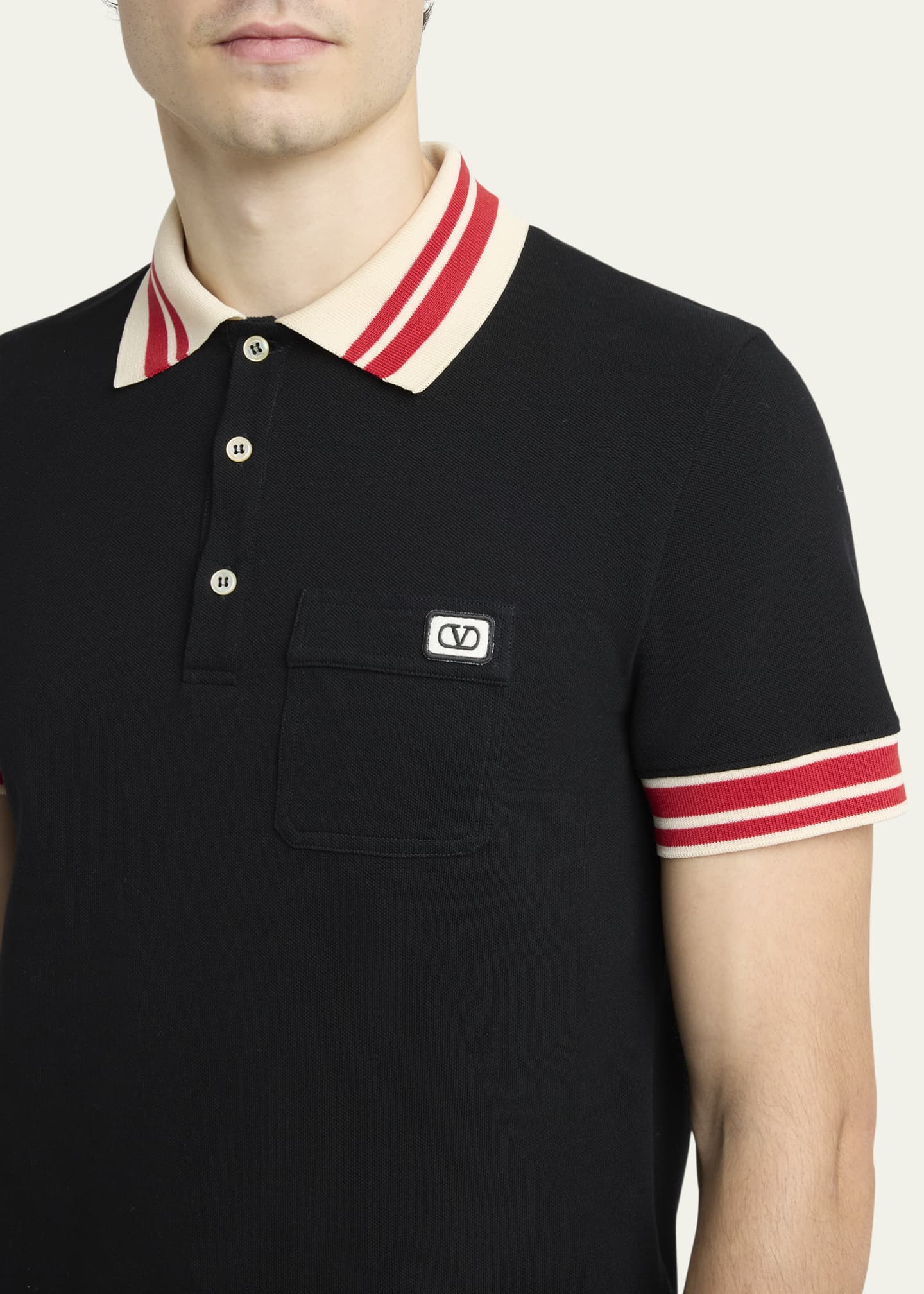 Valentino Garavani Men's Cotton VLogo-Pocket Polo Shirt Image 5 of 5