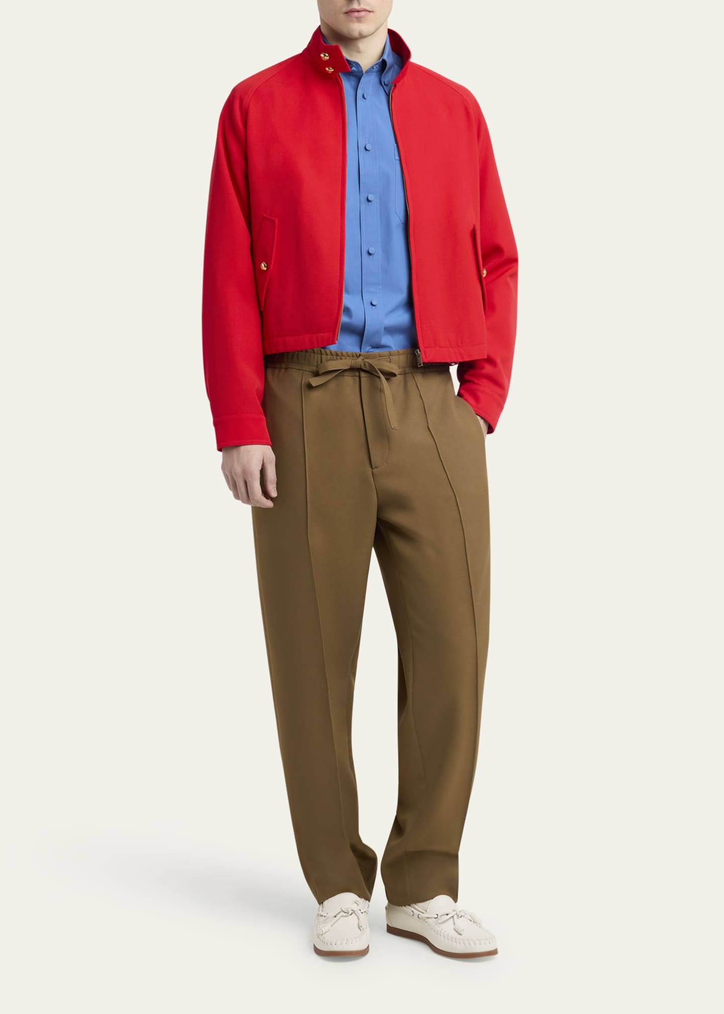 Valentino Garavani Men's Pintuck-Front Drawstring Pants Image 2 of 5