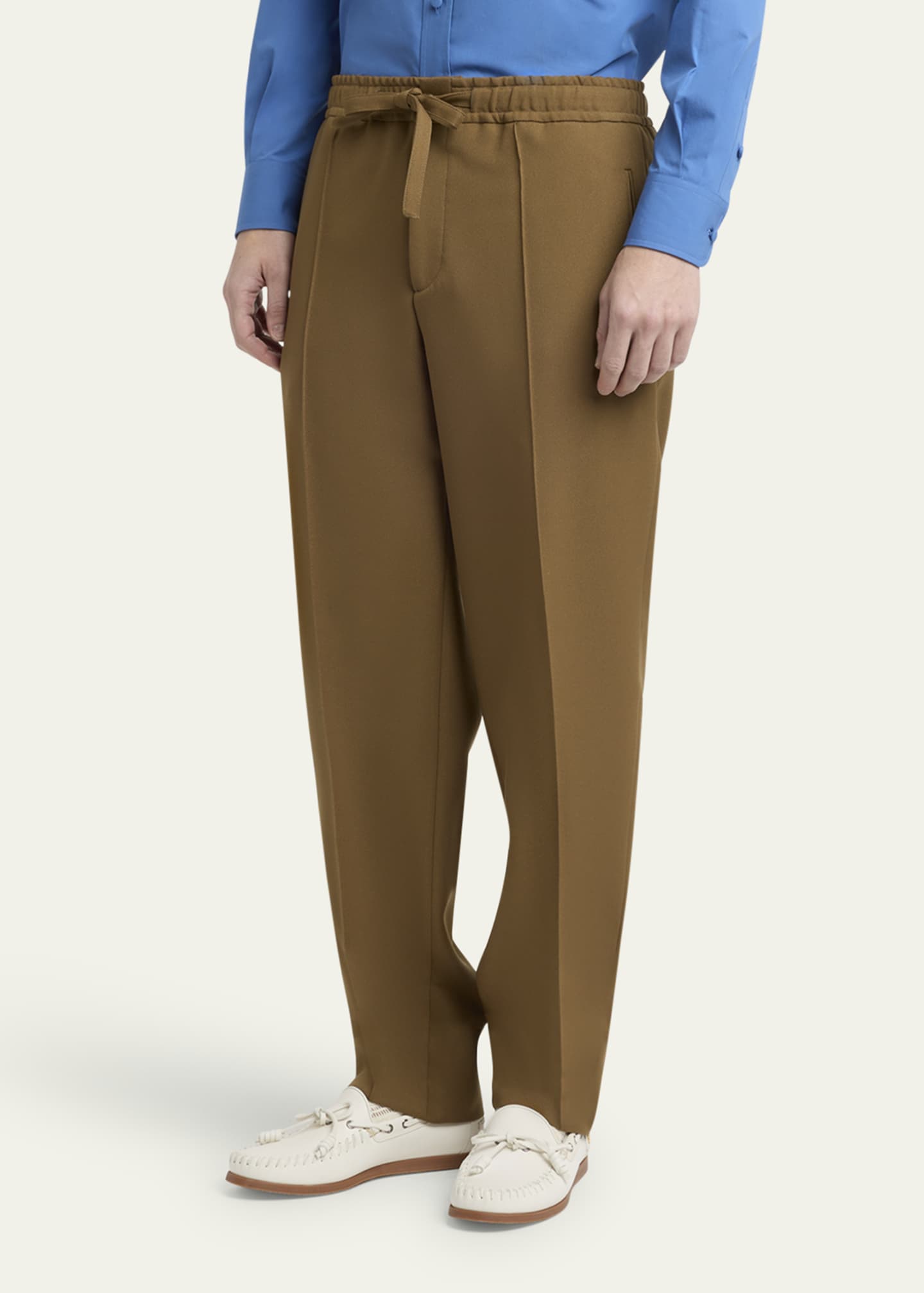 Valentino Garavani Men's Pintuck-Front Drawstring Pants Image 4 of 5