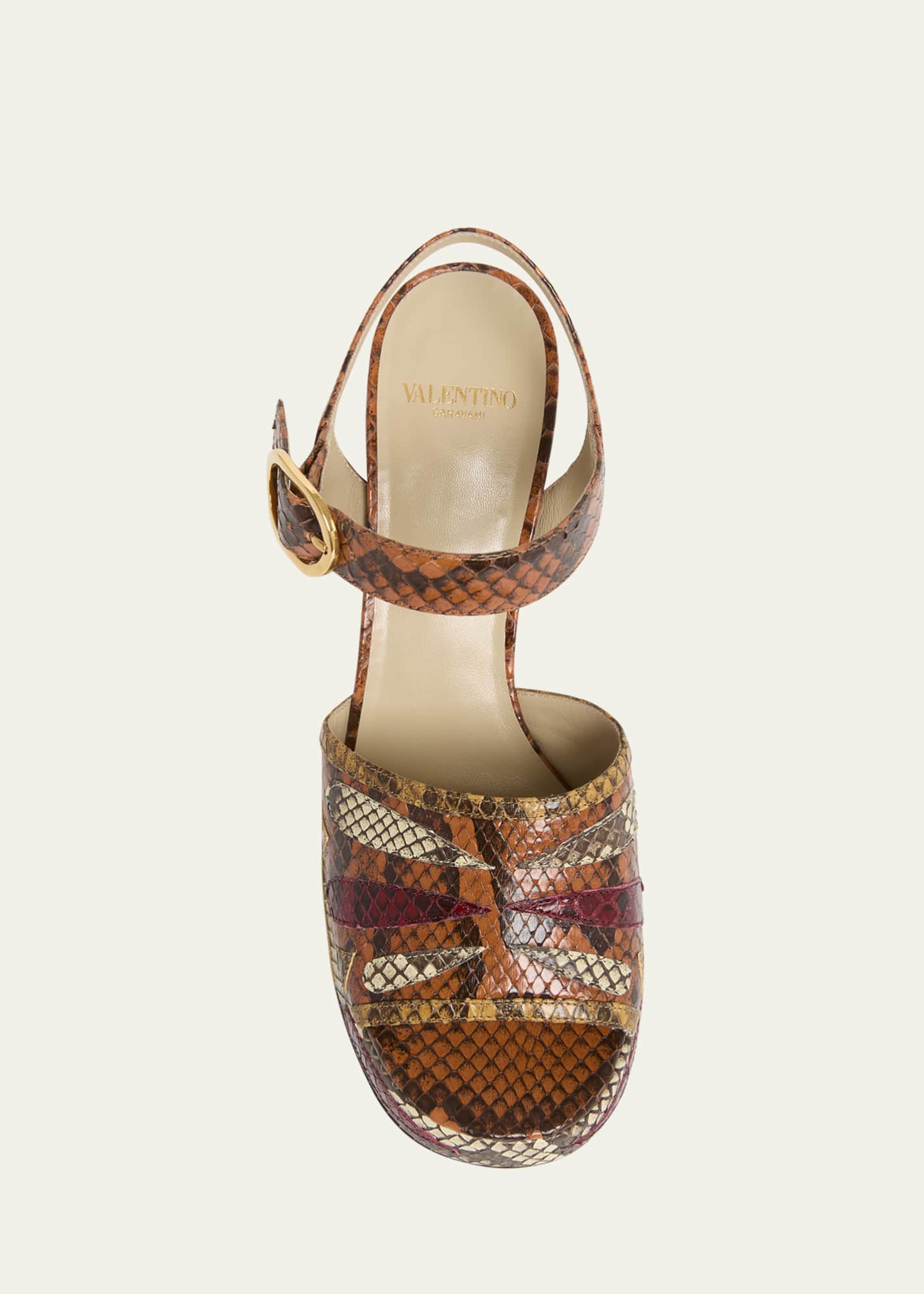 Valentino Garavani Fawcette Python Ankle-Strap Platform
