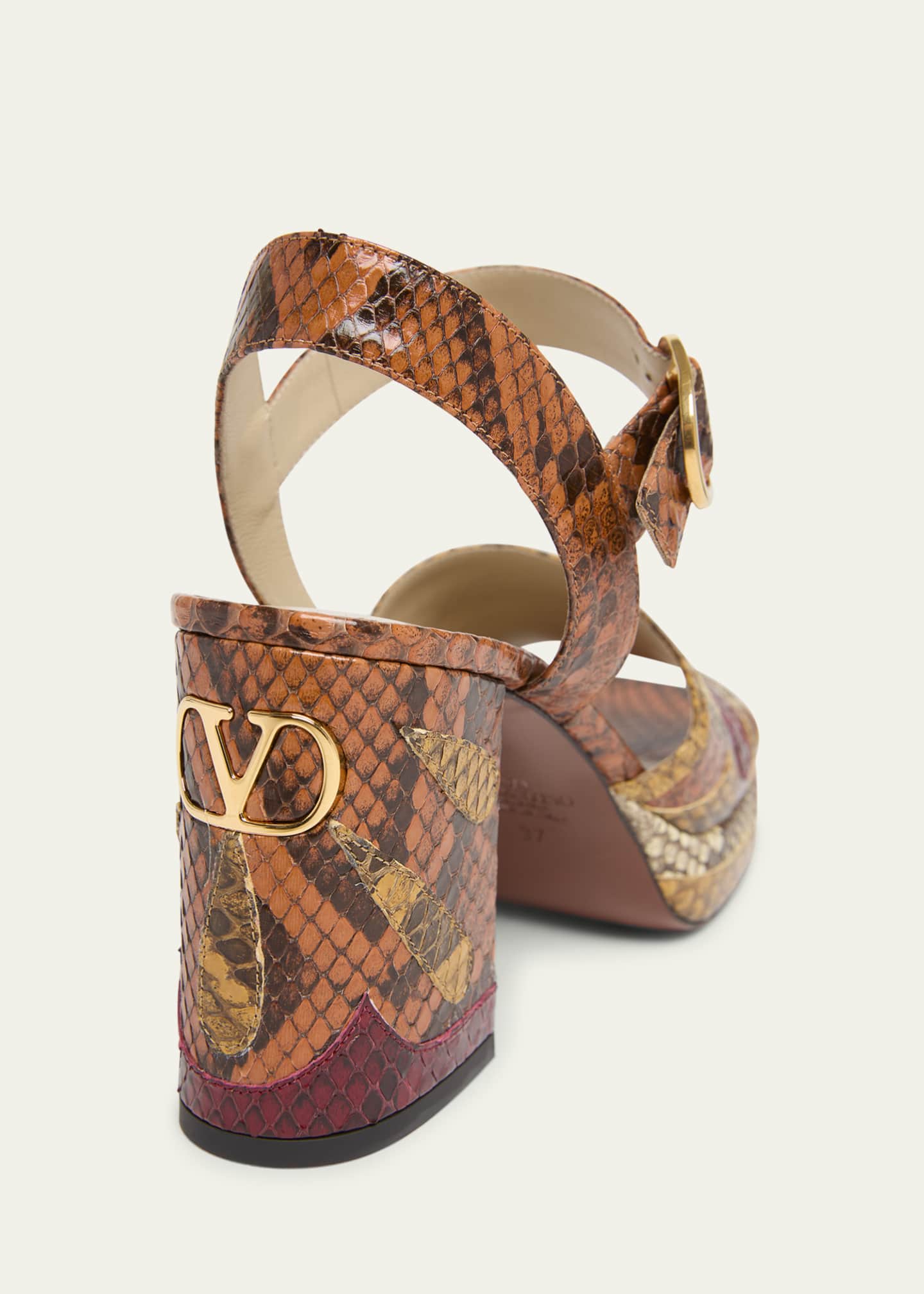 Valentino Garavani Fawcette Python Ankle-Strap Platform