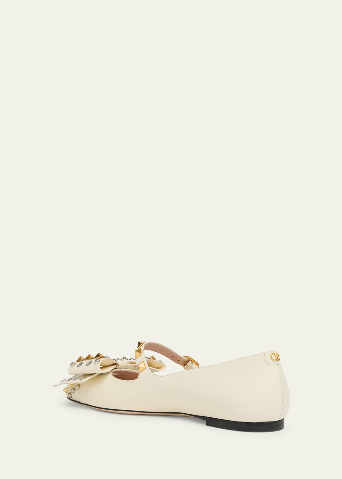 Valentino Garavani Bowow Studded Bow Leather Ballerina Flats Image 4 of 6