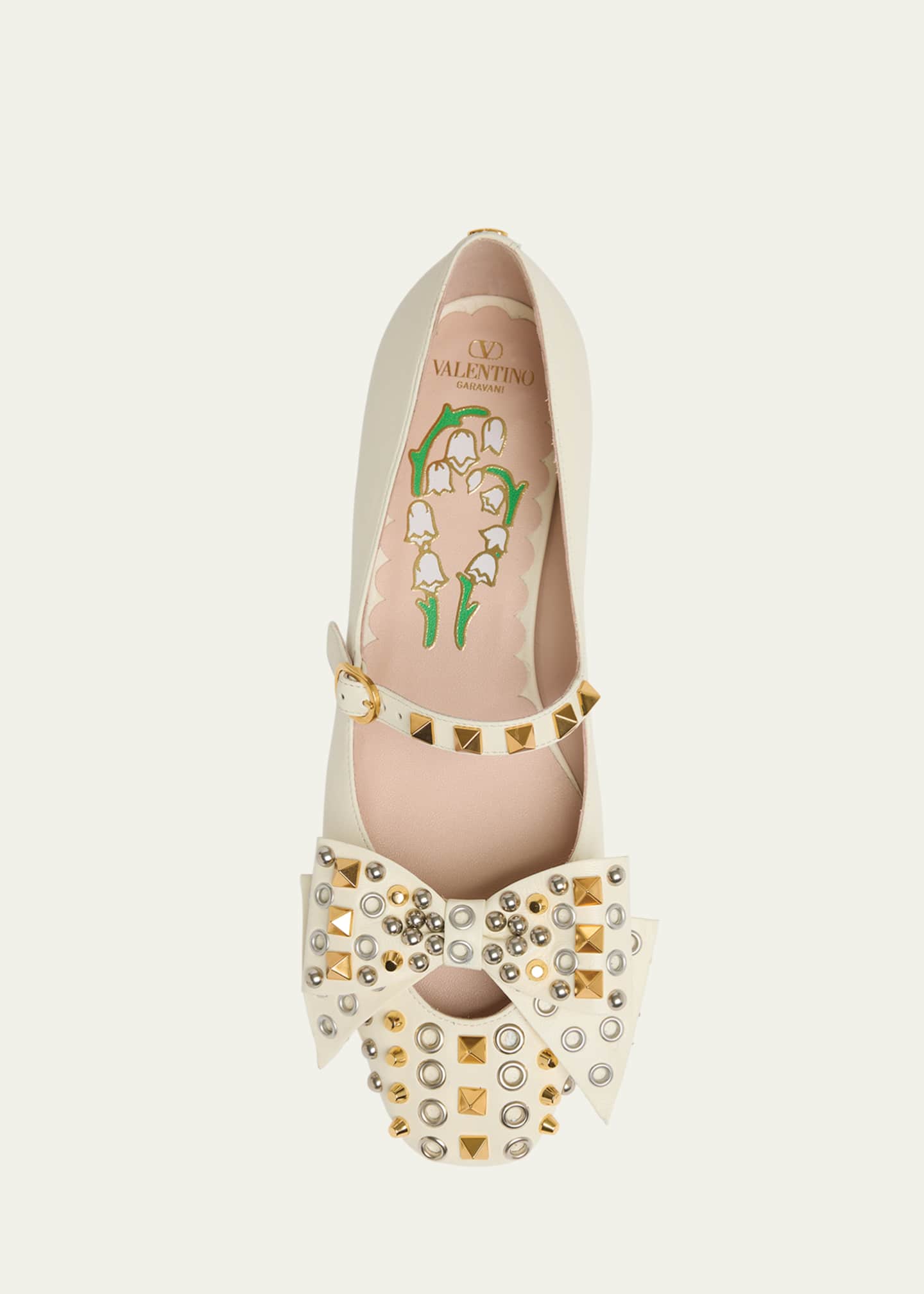 Valentino Garavani Bowow Studded Bow Leather Ballerina Flats Image 6 of 6