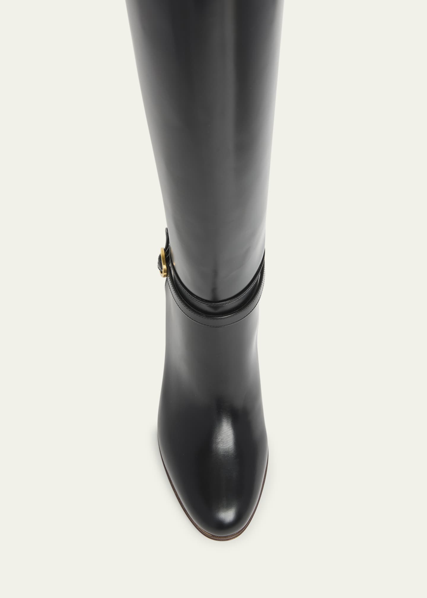 Pattie Leather Buckle Knee Boots