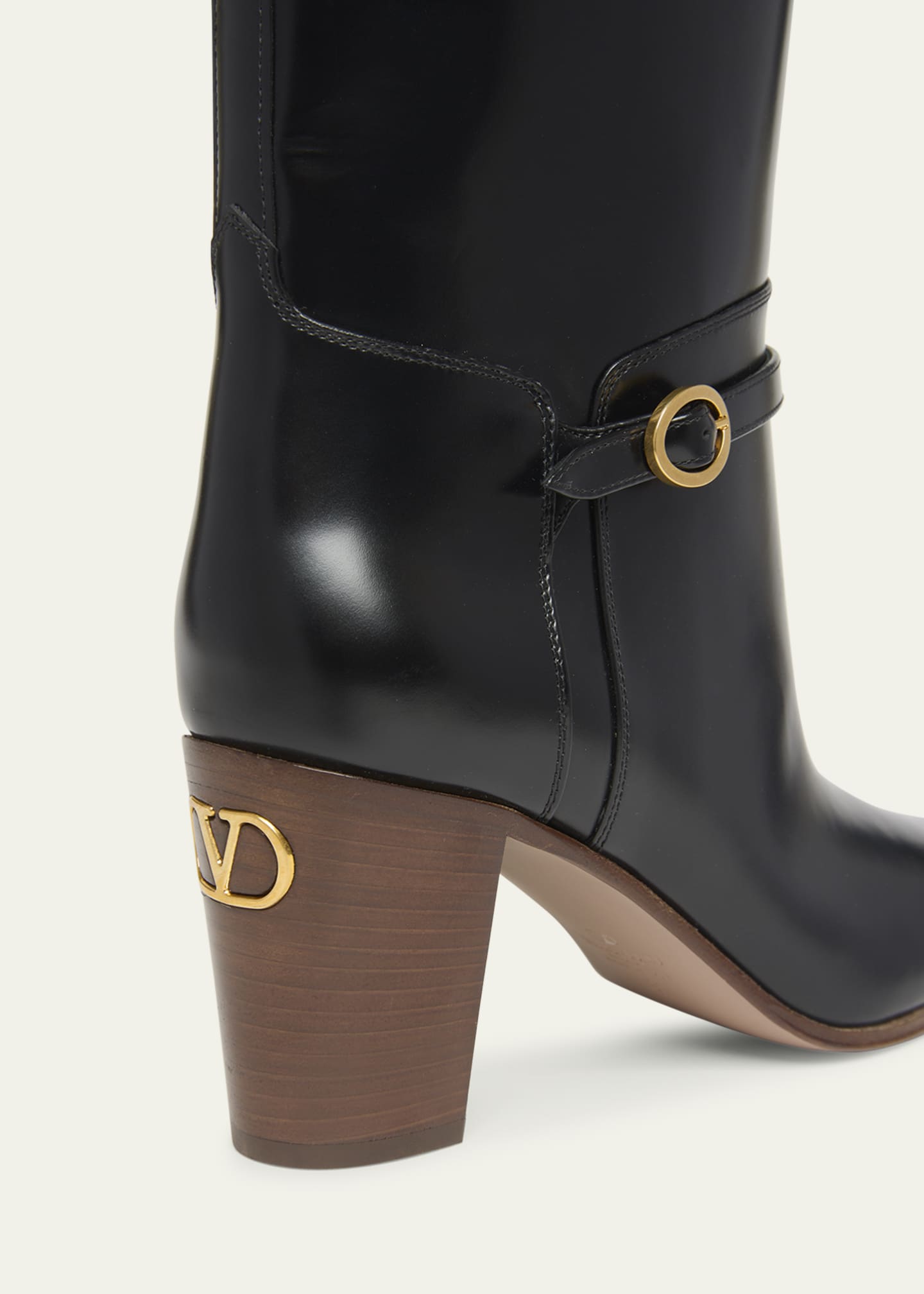 Pattie Leather Buckle Knee Boots