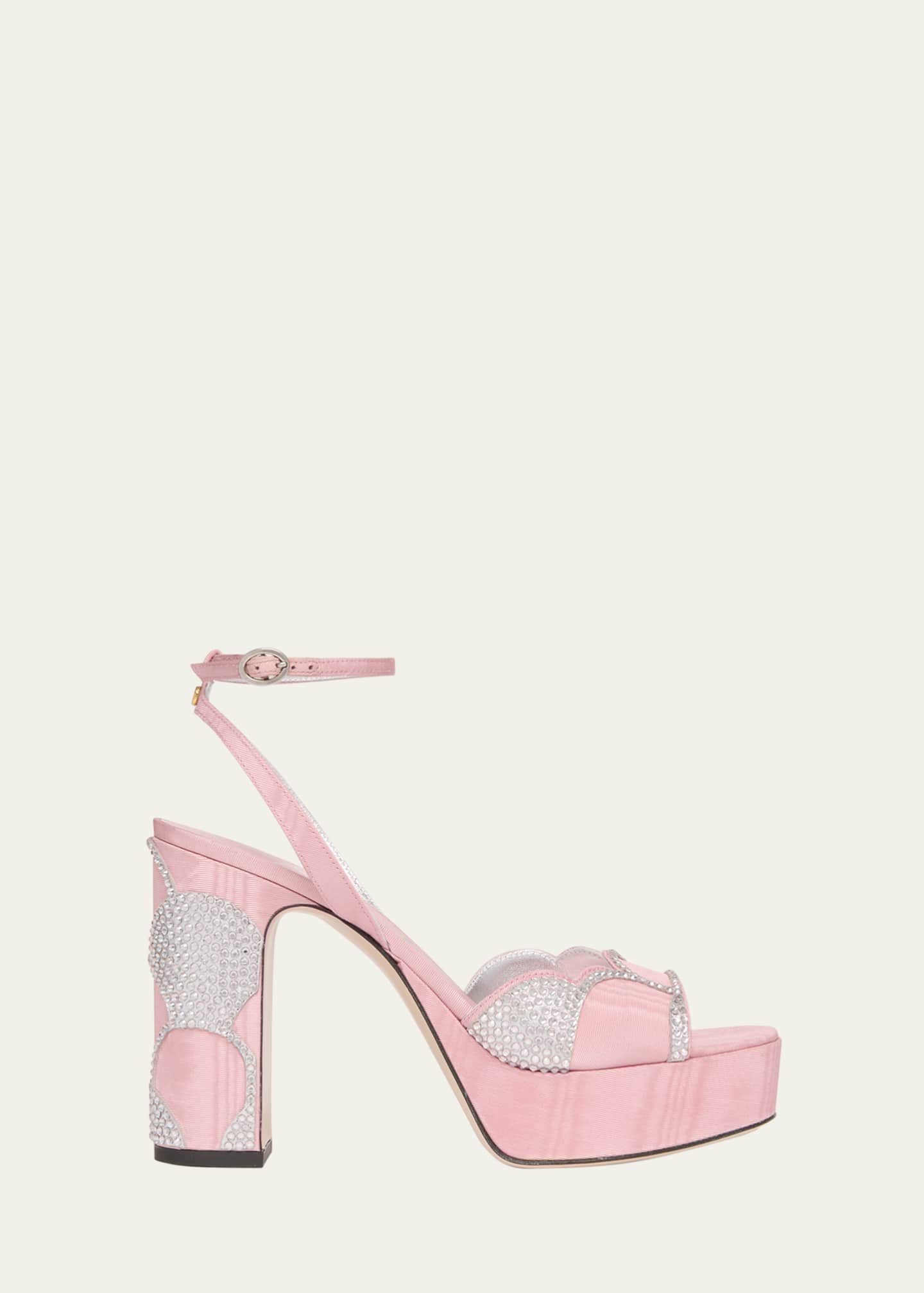 Valentino Garavani Bowow Strass Scallop Platform Sandals Image 1 of 6