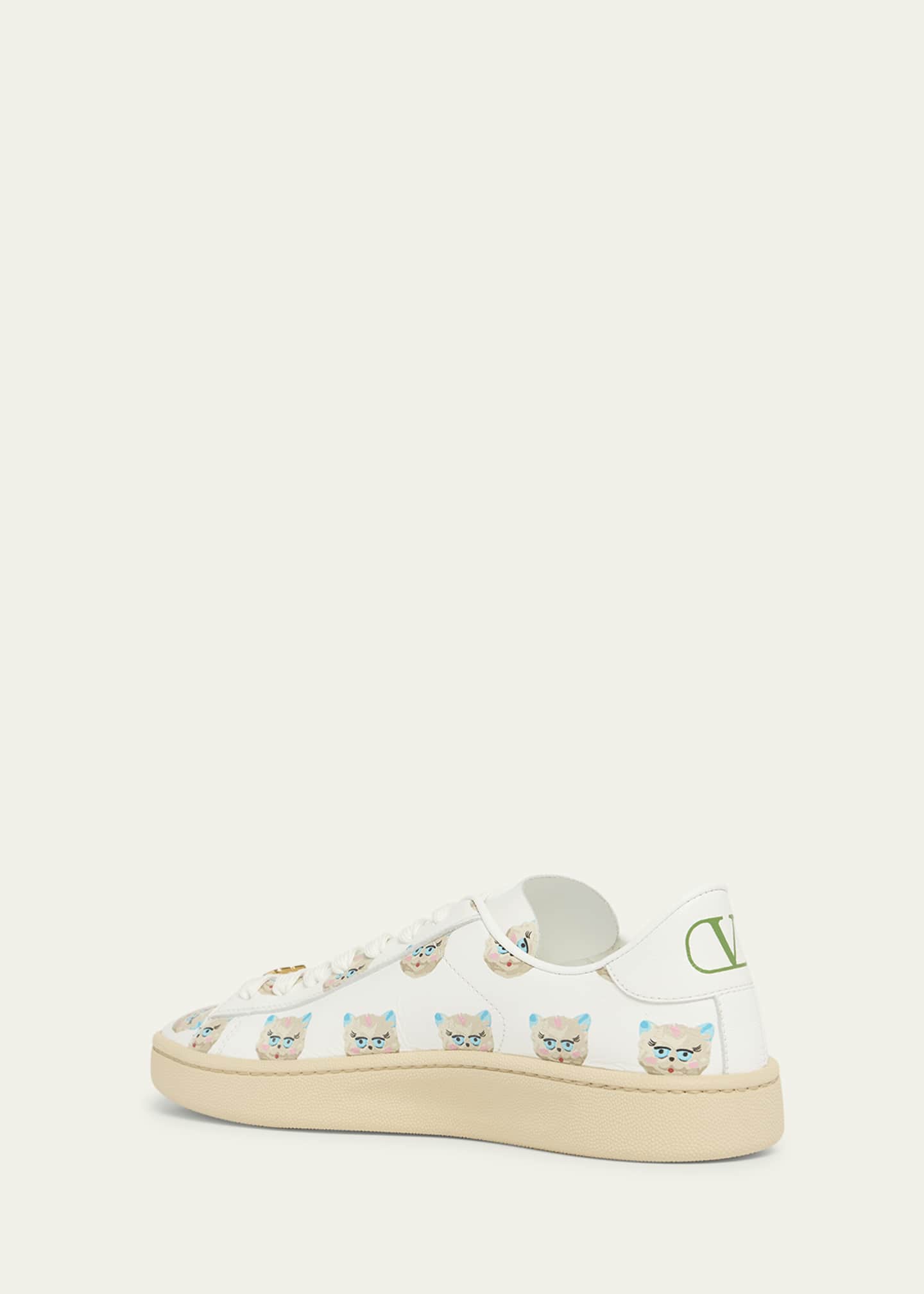 Valentino Garavani Royco VLogo Cat-Print Leather Sneakers