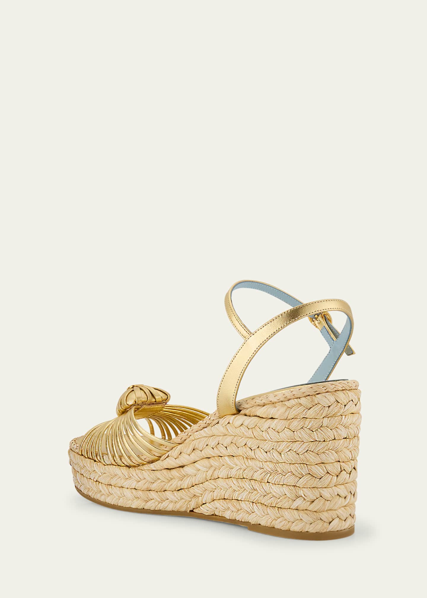 Valentino Garavani Royal Nappa Leather Laminata Wedge Espadrille Sandals Image 4 of 6