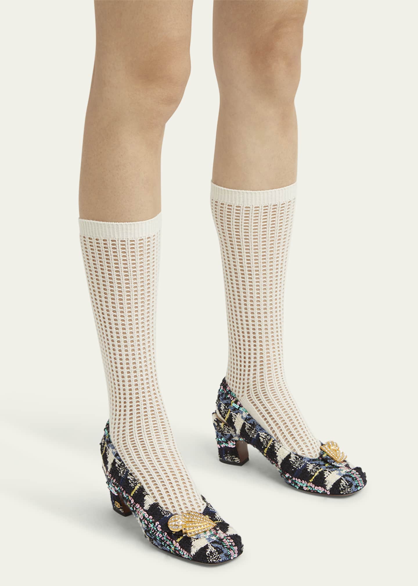 Valentino Garavani Adamantine Shiny Tweed Slingback Pumps