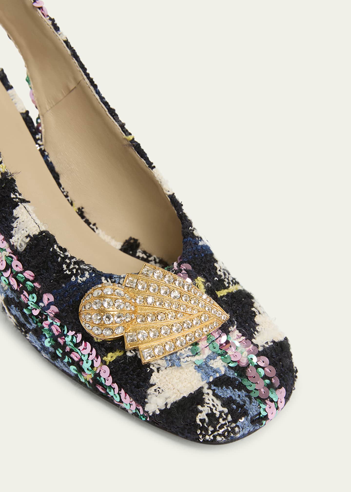 Valentino Garavani Adamantine Shiny Tweed Slingback Pumps