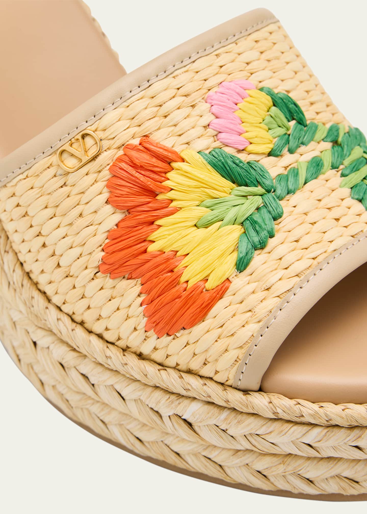 Valentino Garavani Bribri Raffia Flower Wedge Espadrille Sandals Image 5 of 6