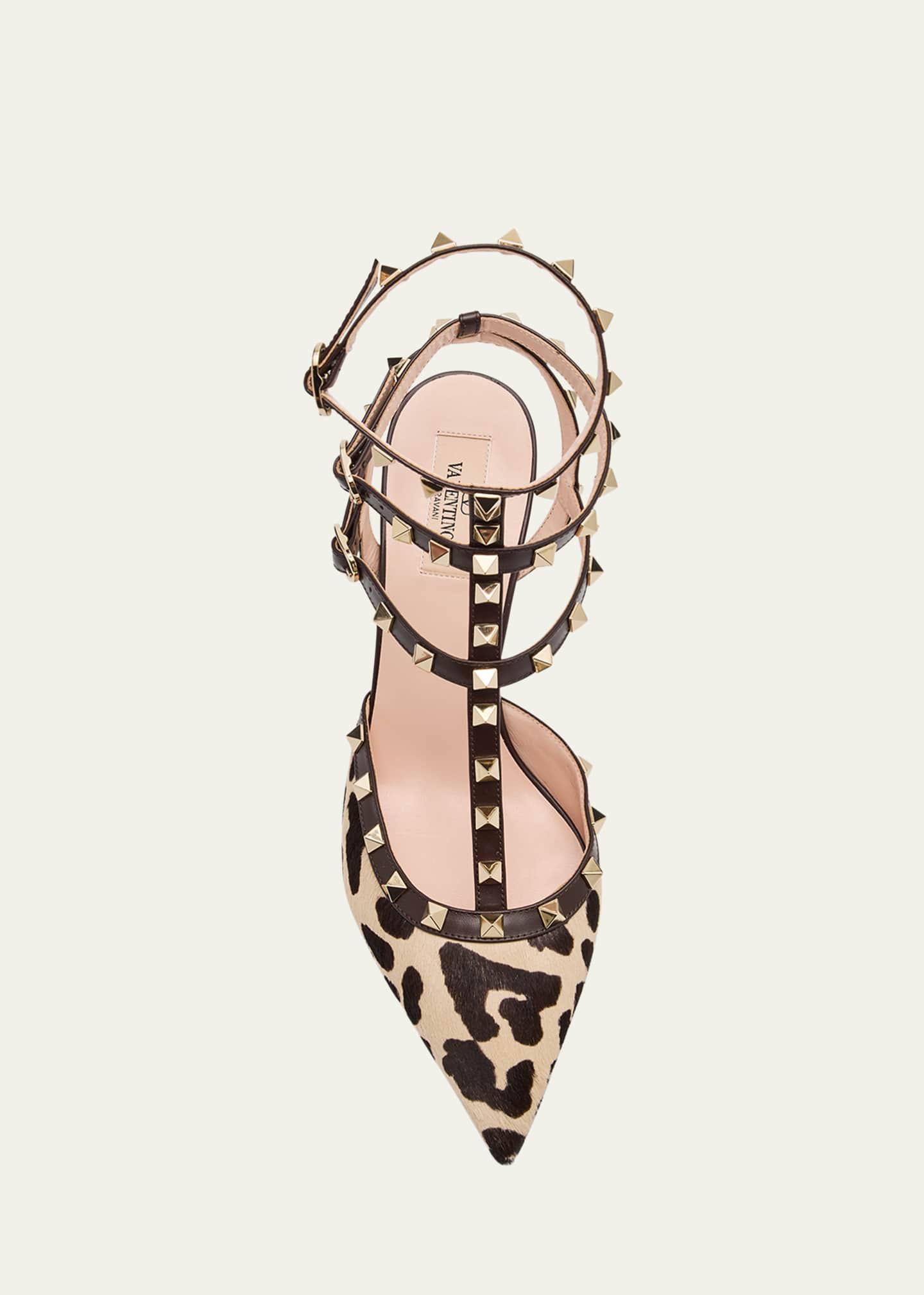 Valentino Garavani Rockstud Leopard-Printed Calf Hair Caged Pumps Image 6 of 6