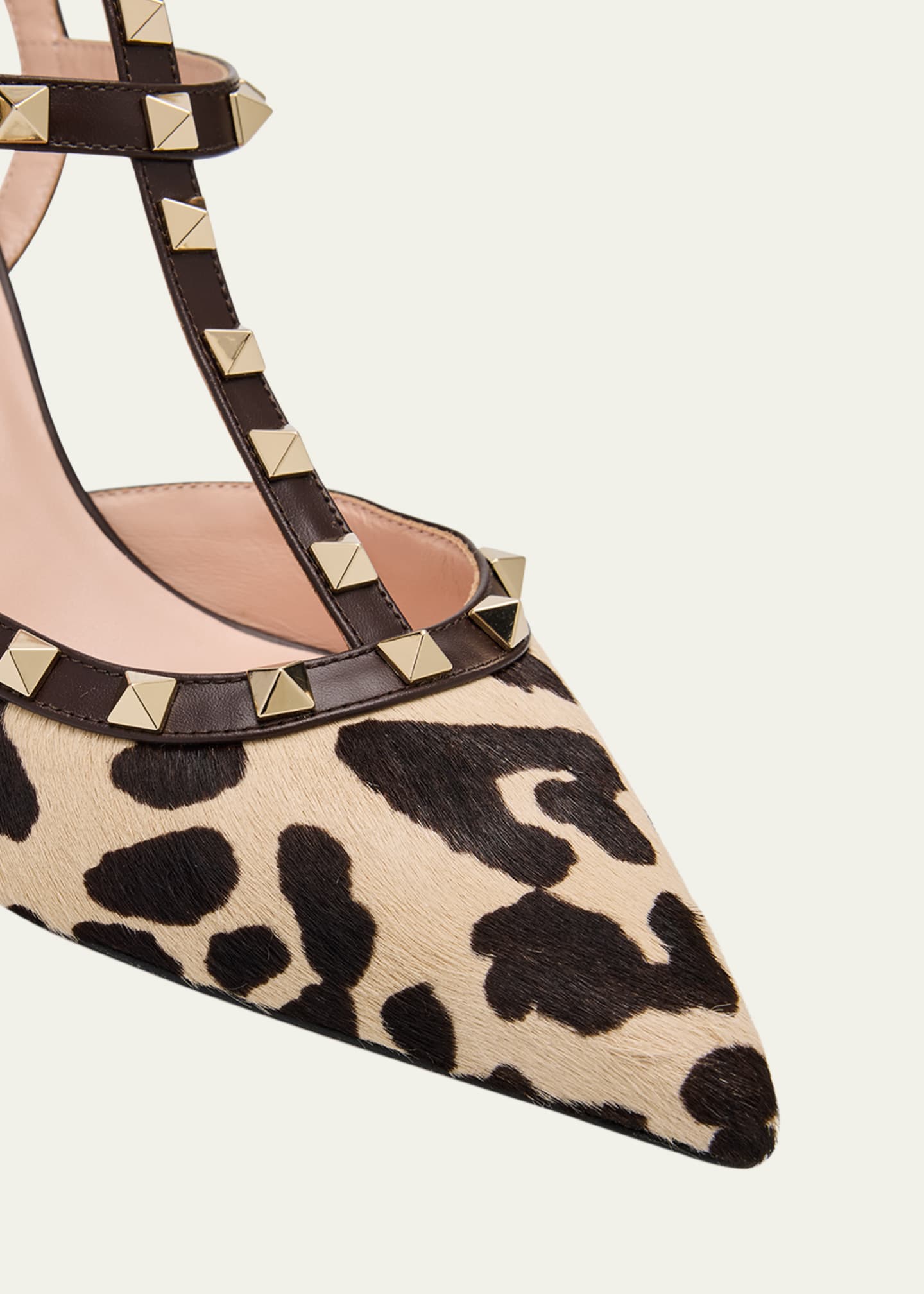 Valentino Garavani Rockstud Leopard-Printed Calf Hair Caged Pumps Image 5 of 6