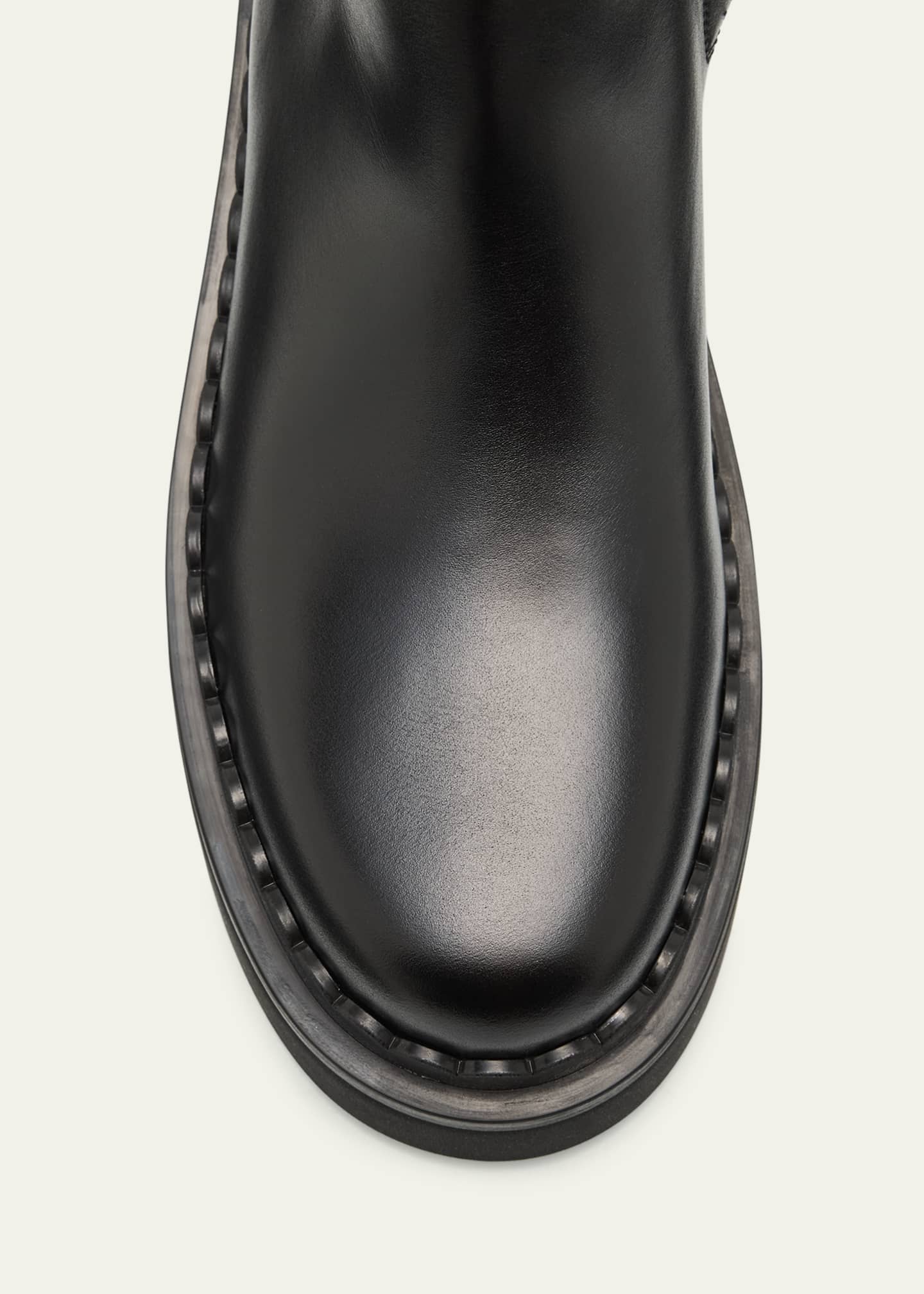 Valentino Garavani Vitello Brass VLogo Leather Knee-High Boots Image 6 of 6
