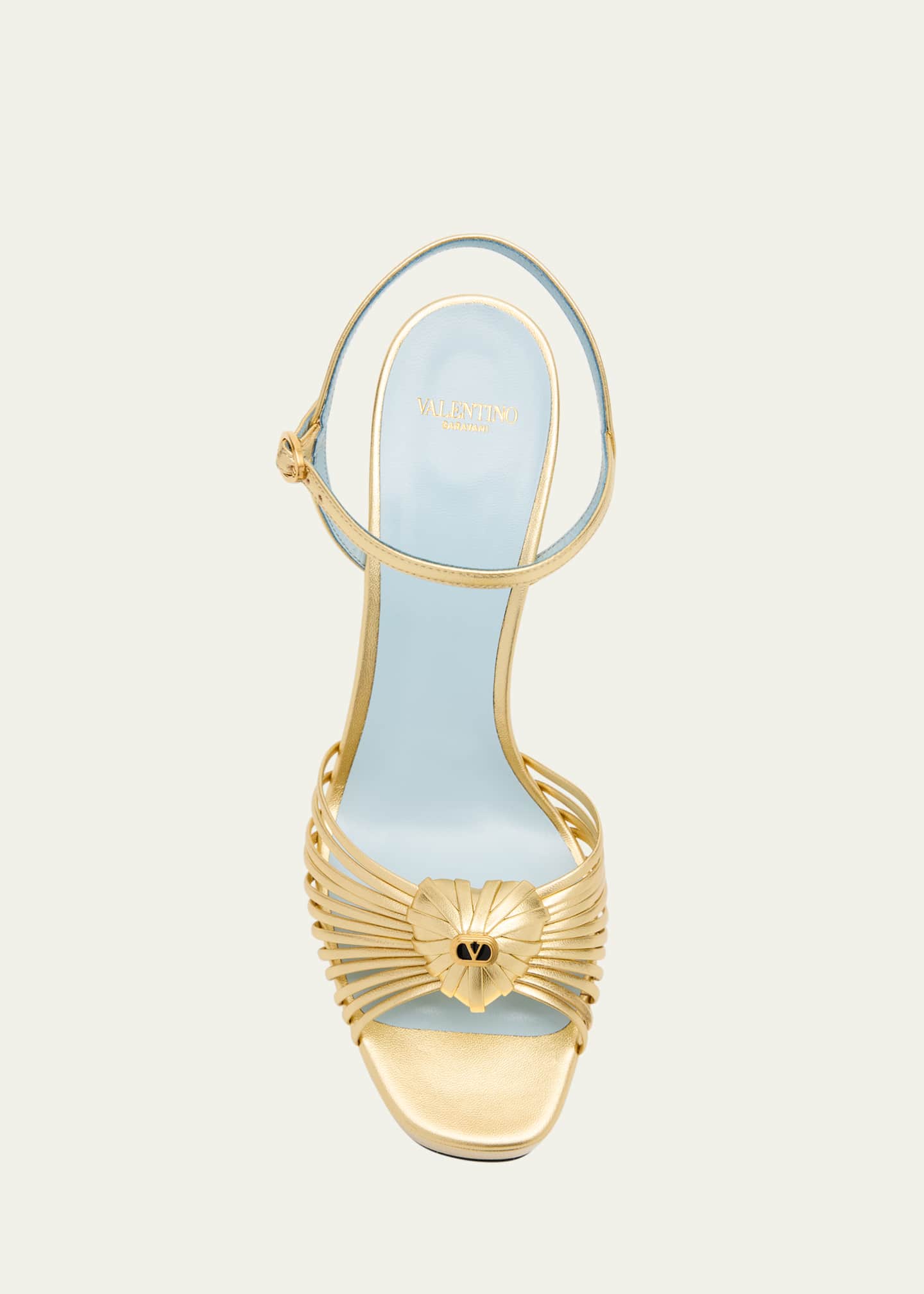Valentino Garavani Royal Metallic Nappa Leather Heart Platform Sandals Image 6 of 6