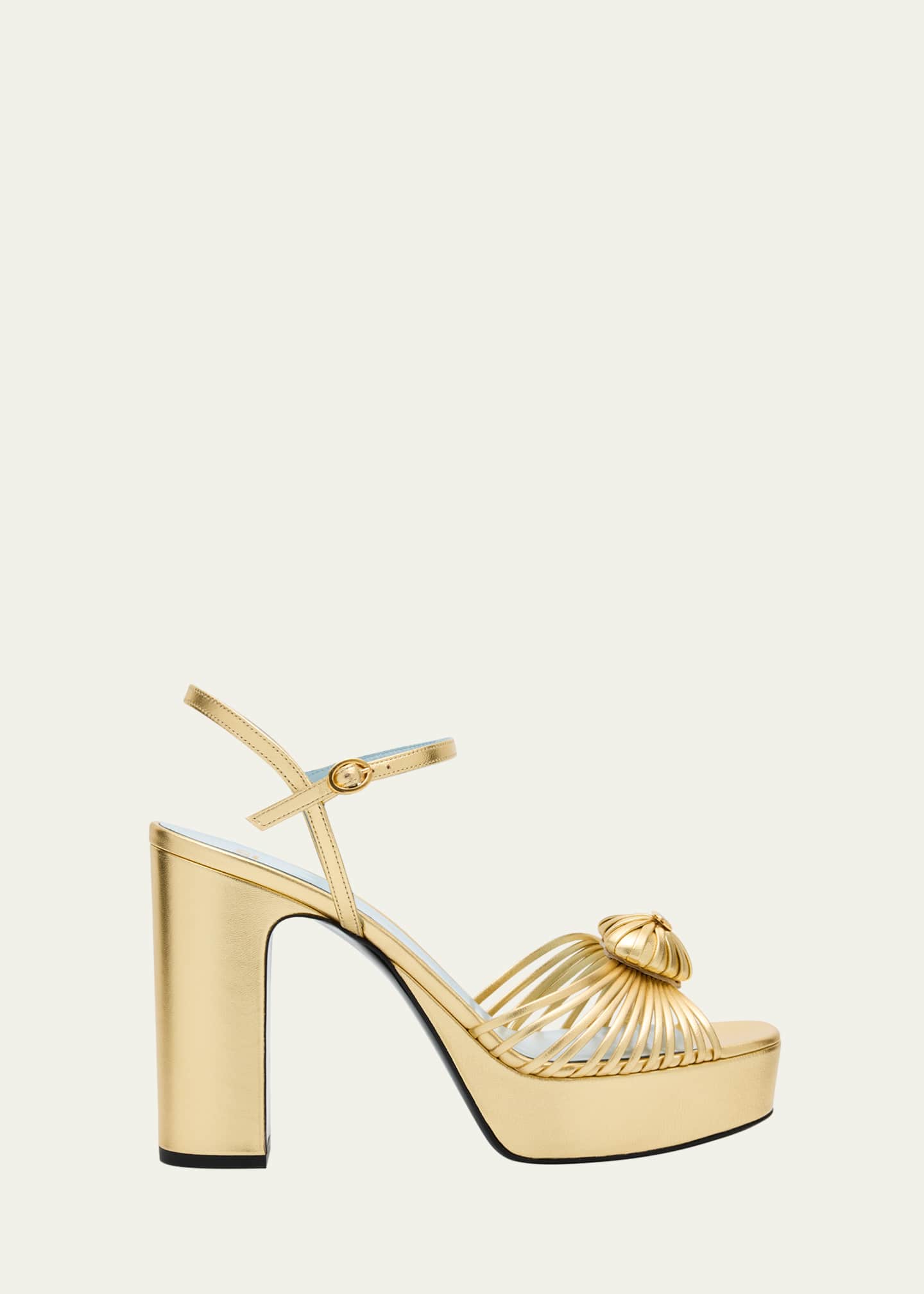 Valentino Garavani Royal Metallic Nappa Leather Heart Platform Sandals Image 1 of 6