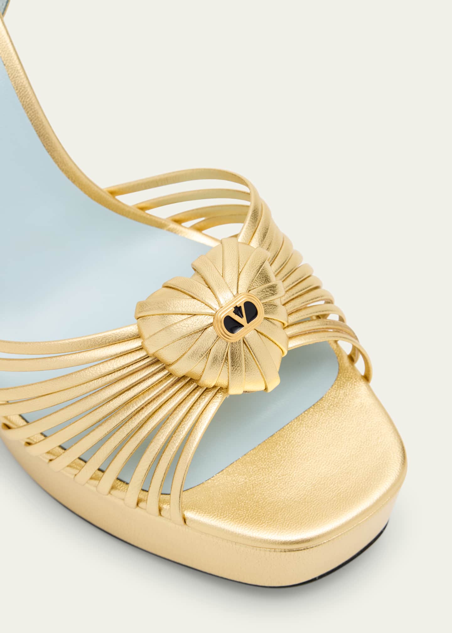 Valentino Garavani Royal Metallic Nappa Leather Heart Platform Sandals Image 5 of 6