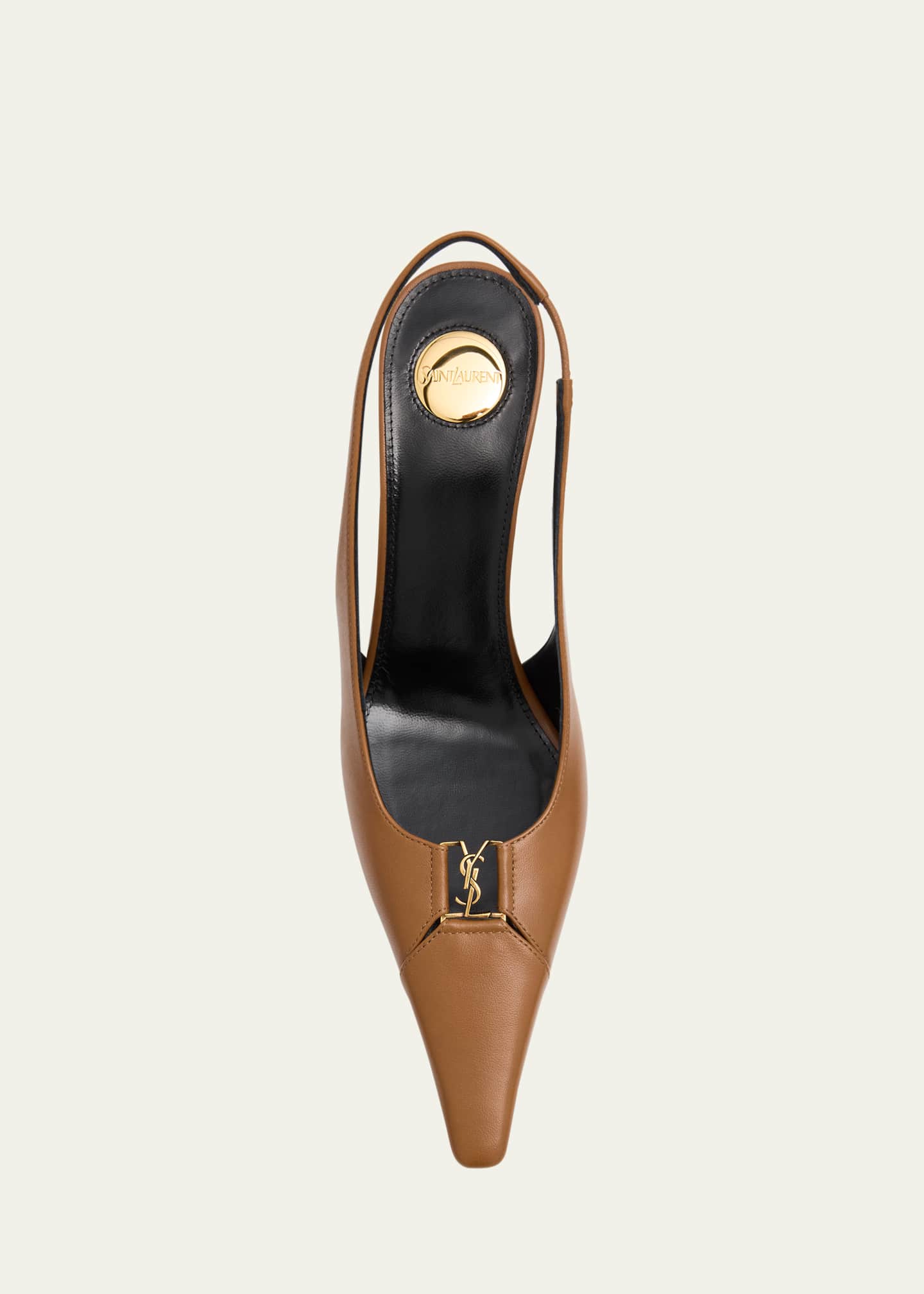 Saint Laurent Babylone Leather YSL Slingback Pumps Image 6 of 6