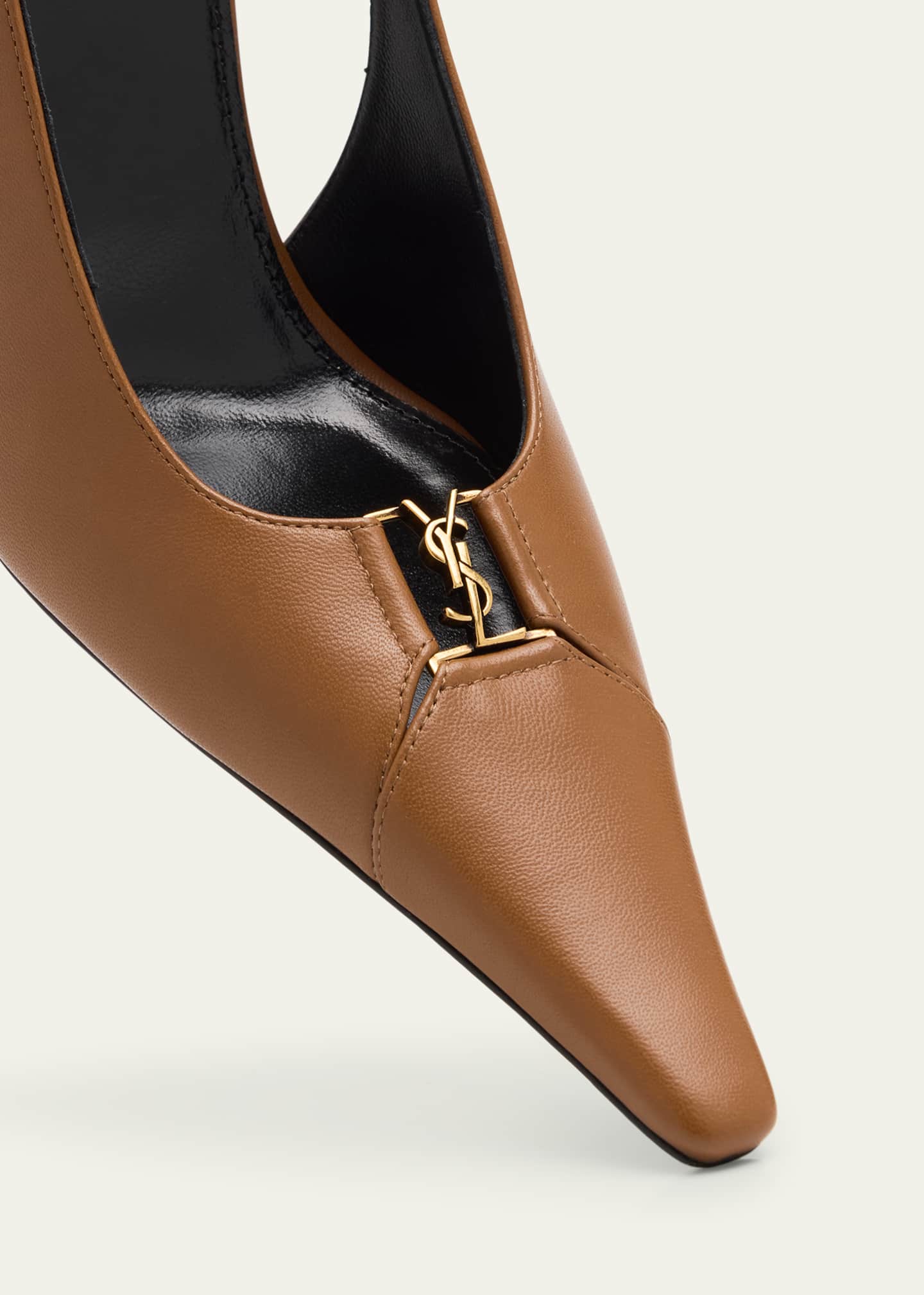 Saint Laurent Babylone Leather YSL Slingback Pumps Image 5 of 6