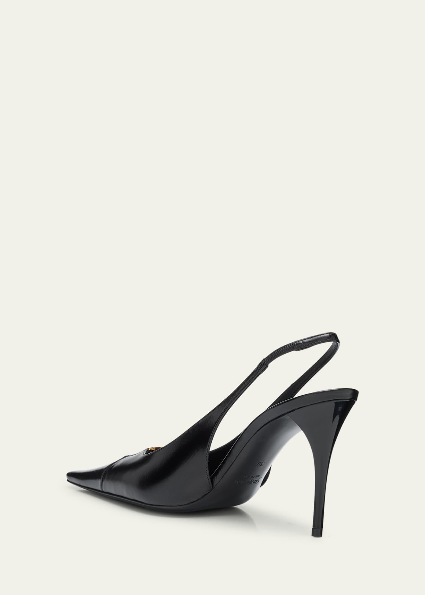 Saint Laurent Babylone Leather YSL Slingback Pumps Image 4 of 6