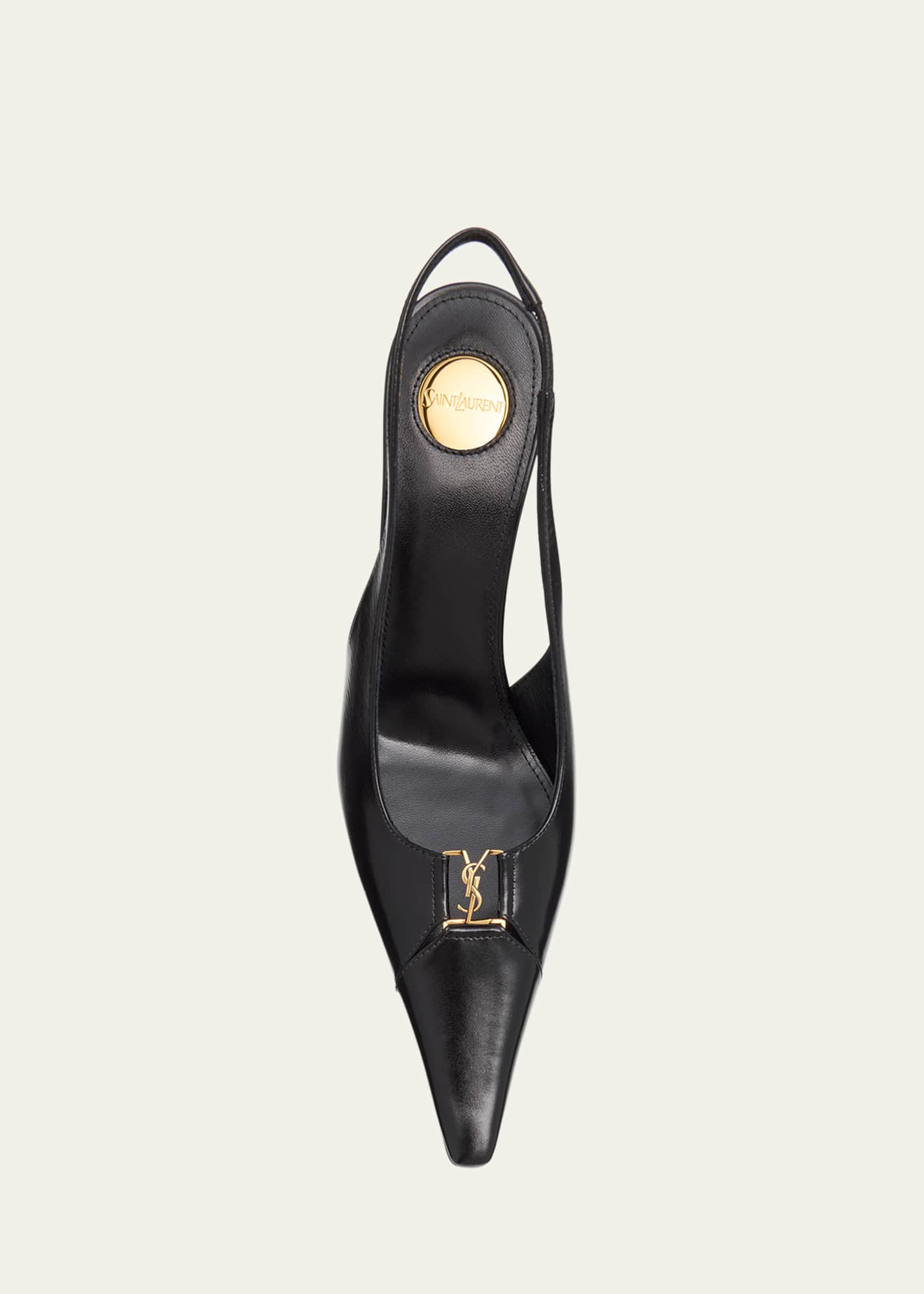 Saint Laurent Babylone Leather YSL Slingback Pumps Image 6 of 6