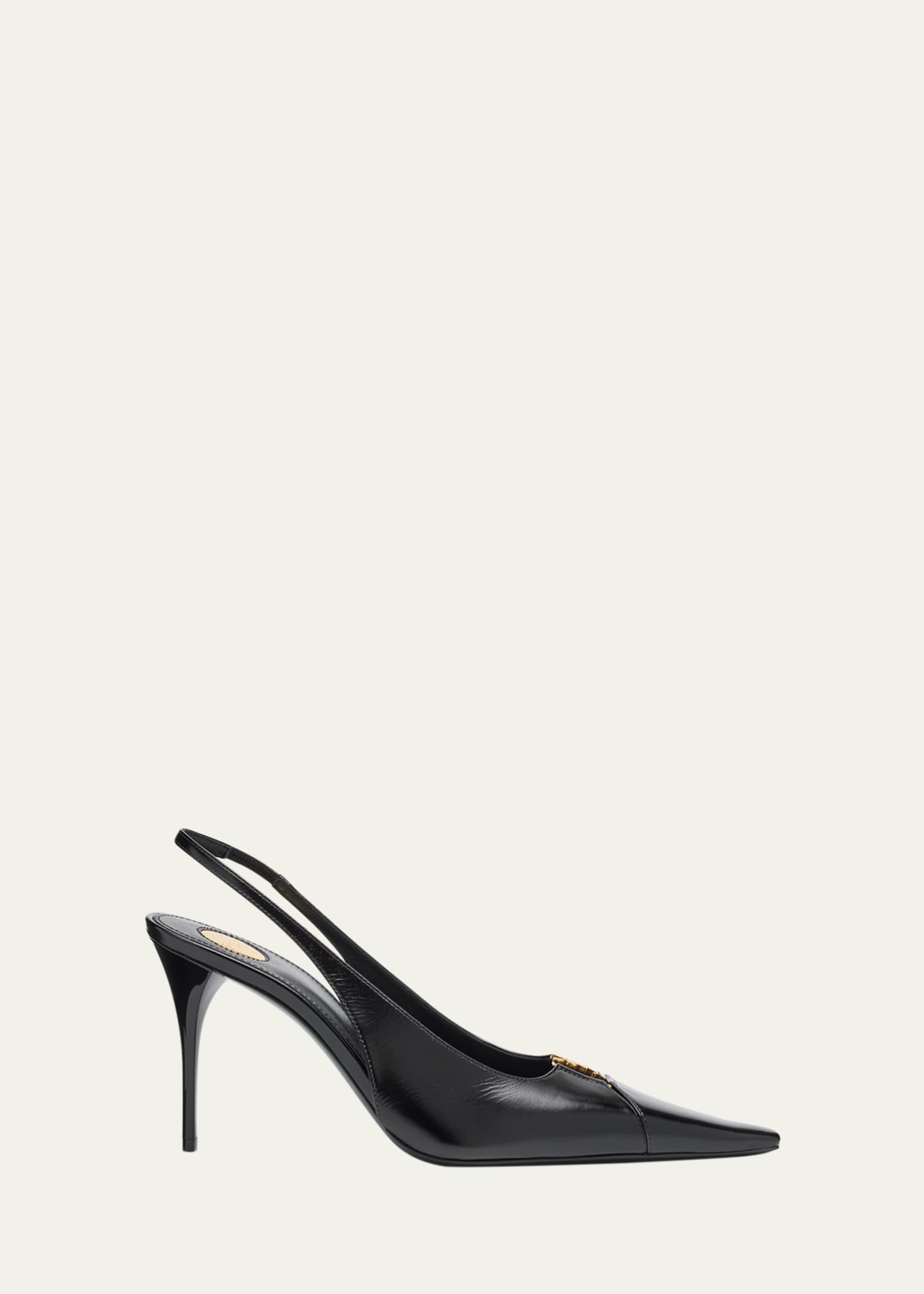 Saint Laurent Babylone Leather YSL Slingback Pumps Image 1 of 6