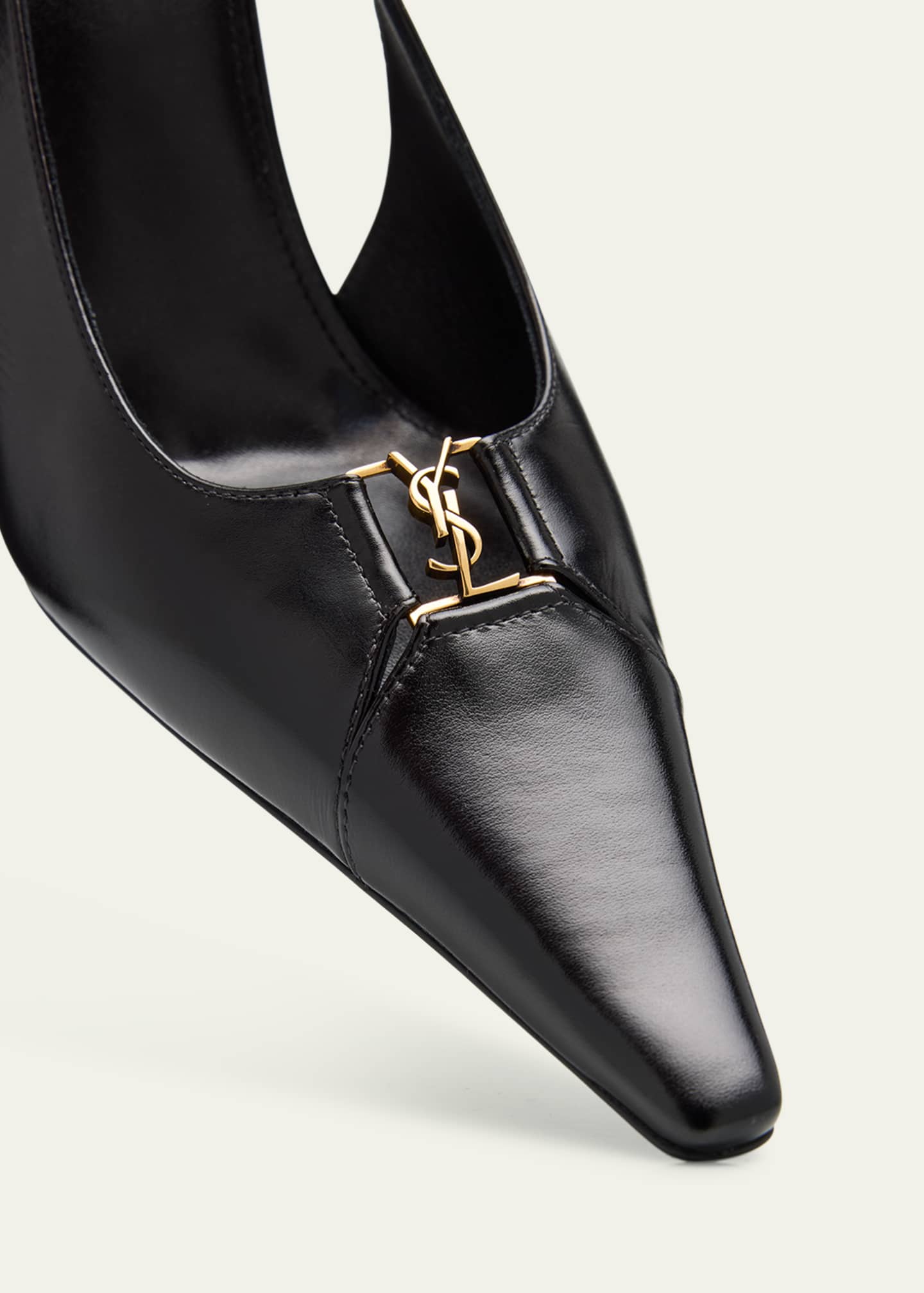 Saint Laurent Babylone Leather YSL Slingback Pumps Image 5 of 6