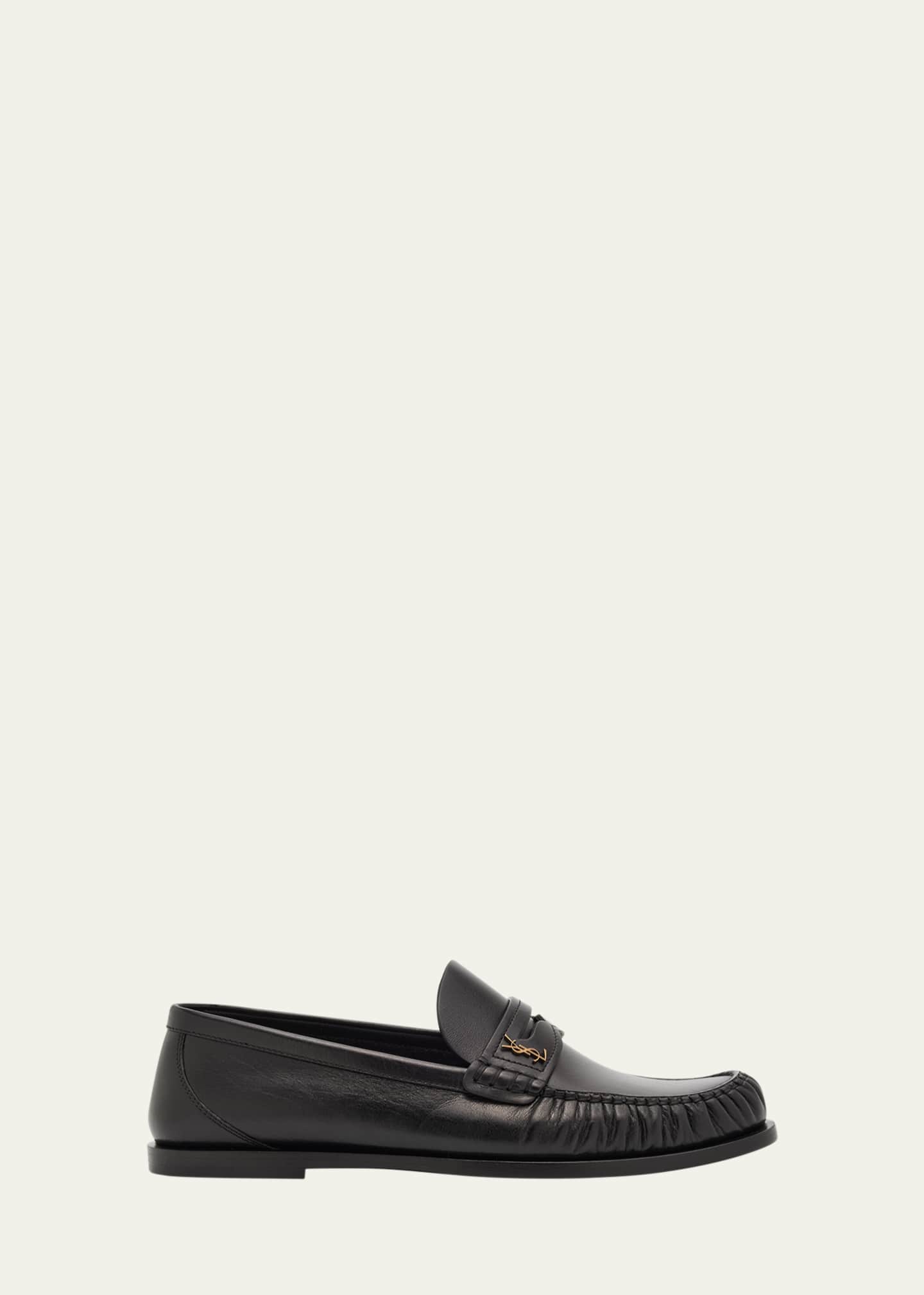 Saint Laurent Leather YSL Classic Penny Loafers Image 1 of 6